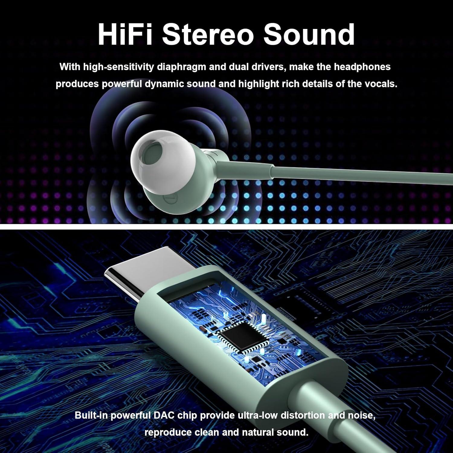 Auriculares In-Ear USB C COOYA HiFi Estéreo con Micrófono