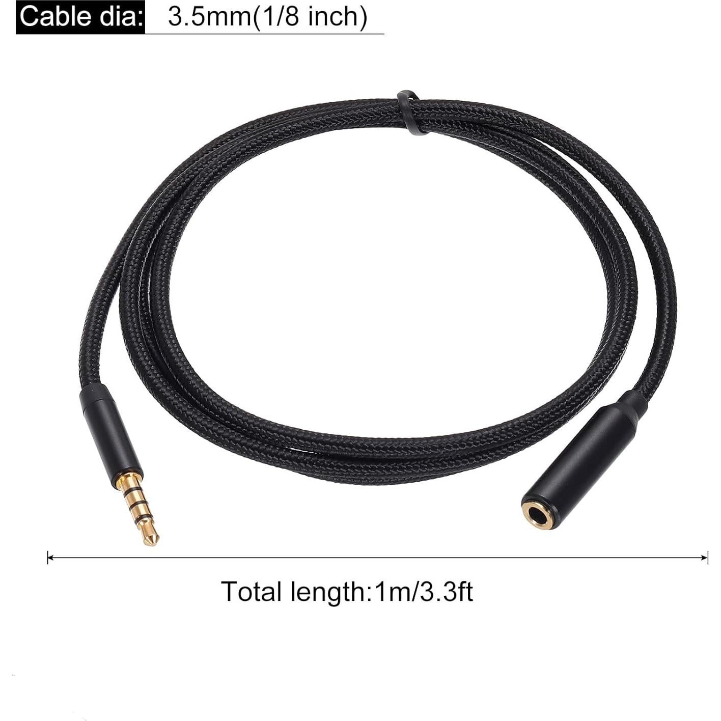 Cable de Extensión Auxiliar 3.5mm HiFi MECCANIXITY 1m Negro