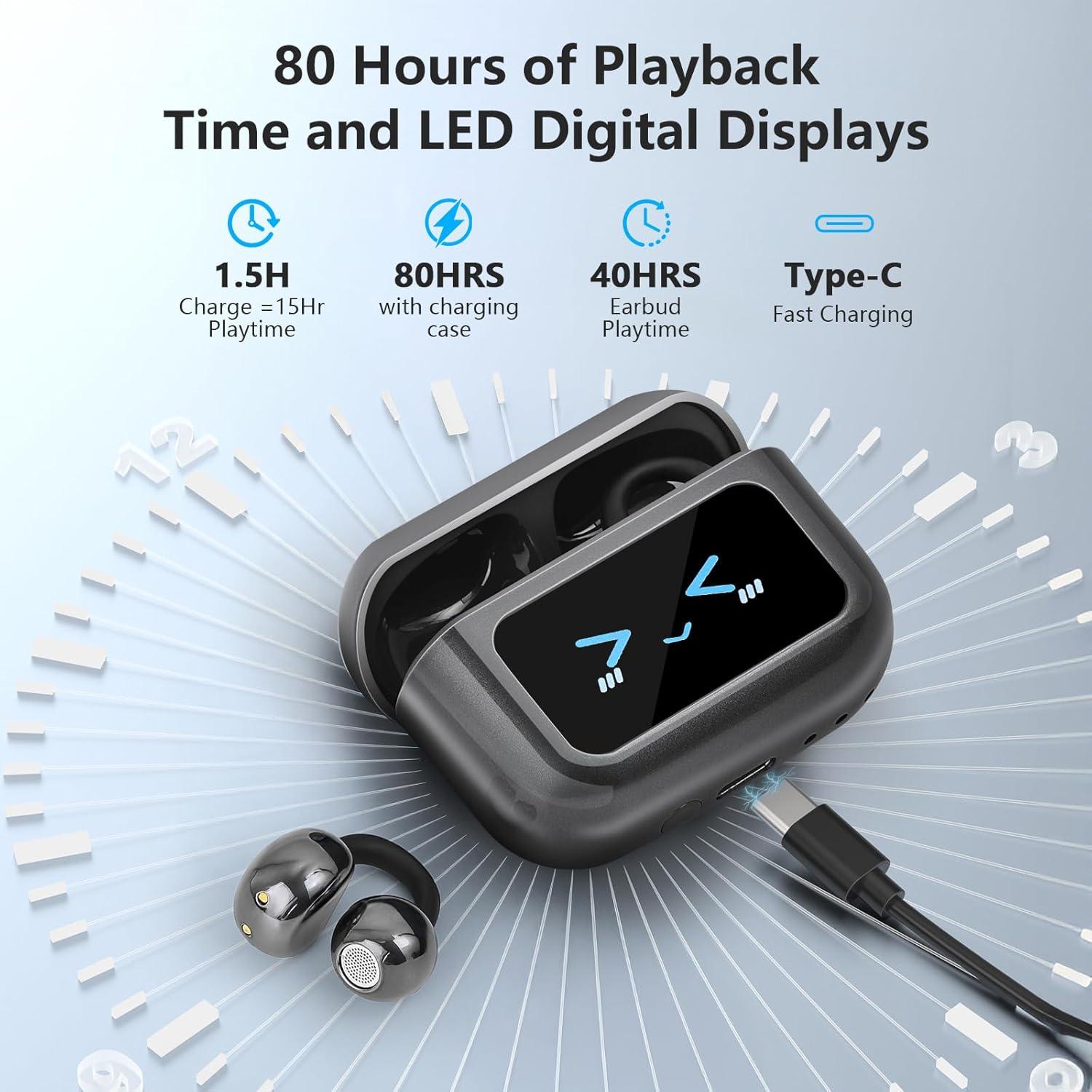 Auriculares Inalámbricos Bluetooth 5.4 TANFESO M100 IPX7 Negro