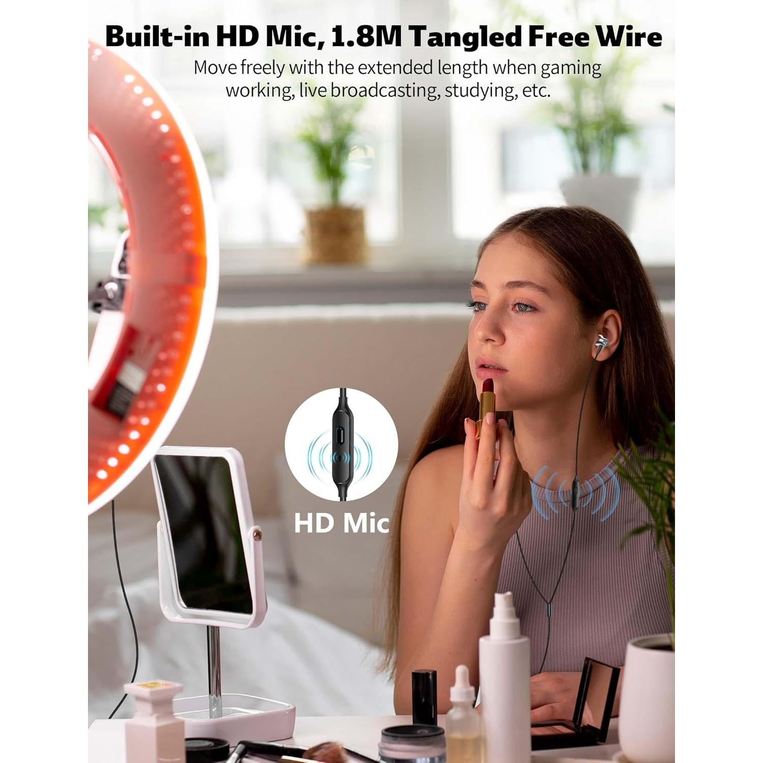 Auriculares con cable 3.5mm TOPAUX 1.8M con micrófono y cancelación