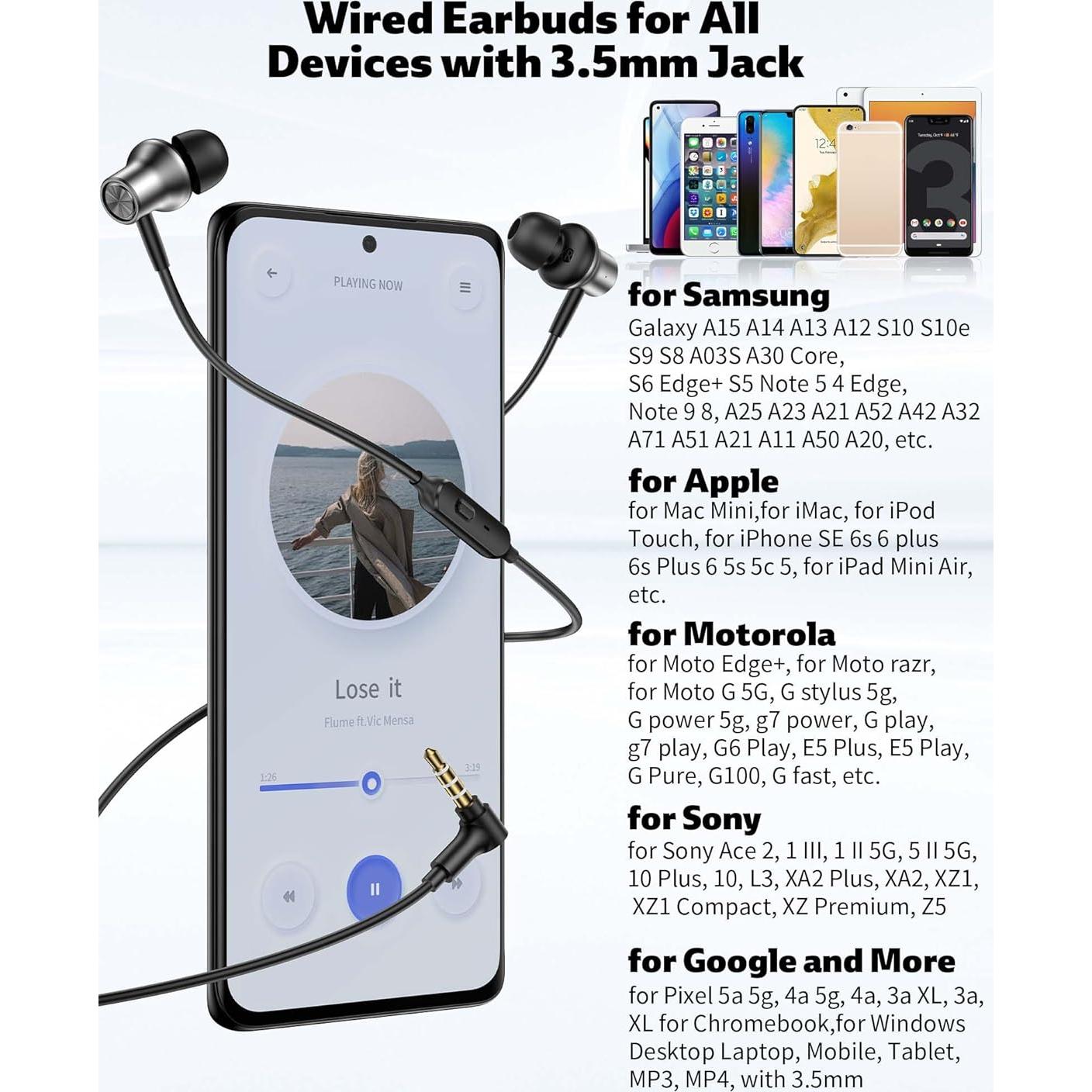 Auriculares con cable 3.5mm TOPAUX 1.8M con micrófono y cancelación