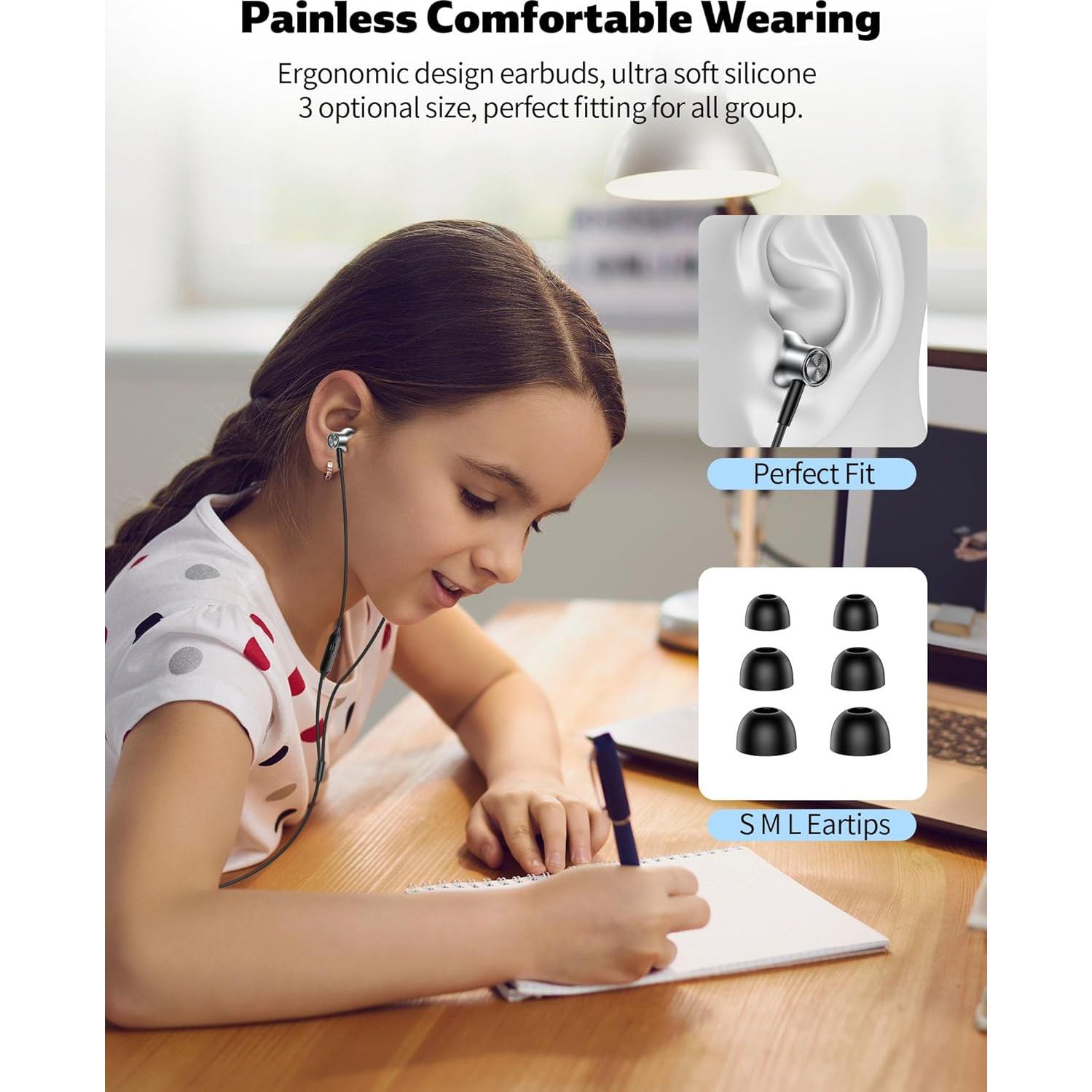 Auriculares con cable 3.5mm TOPAUX 1.8M con micrófono y cancelación