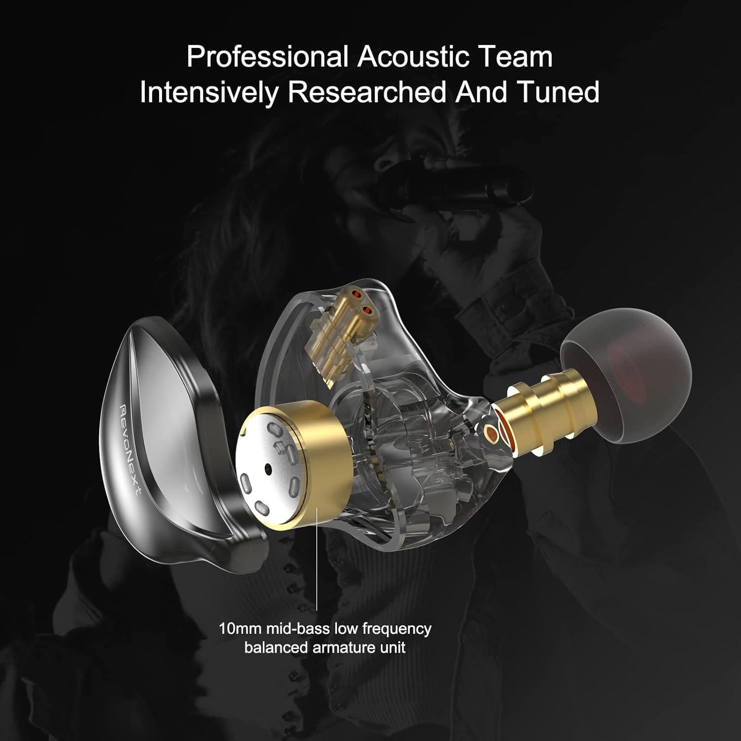 Auriculares In Ear Monitor RevoNext RH212 HiFi Estéreo Negro