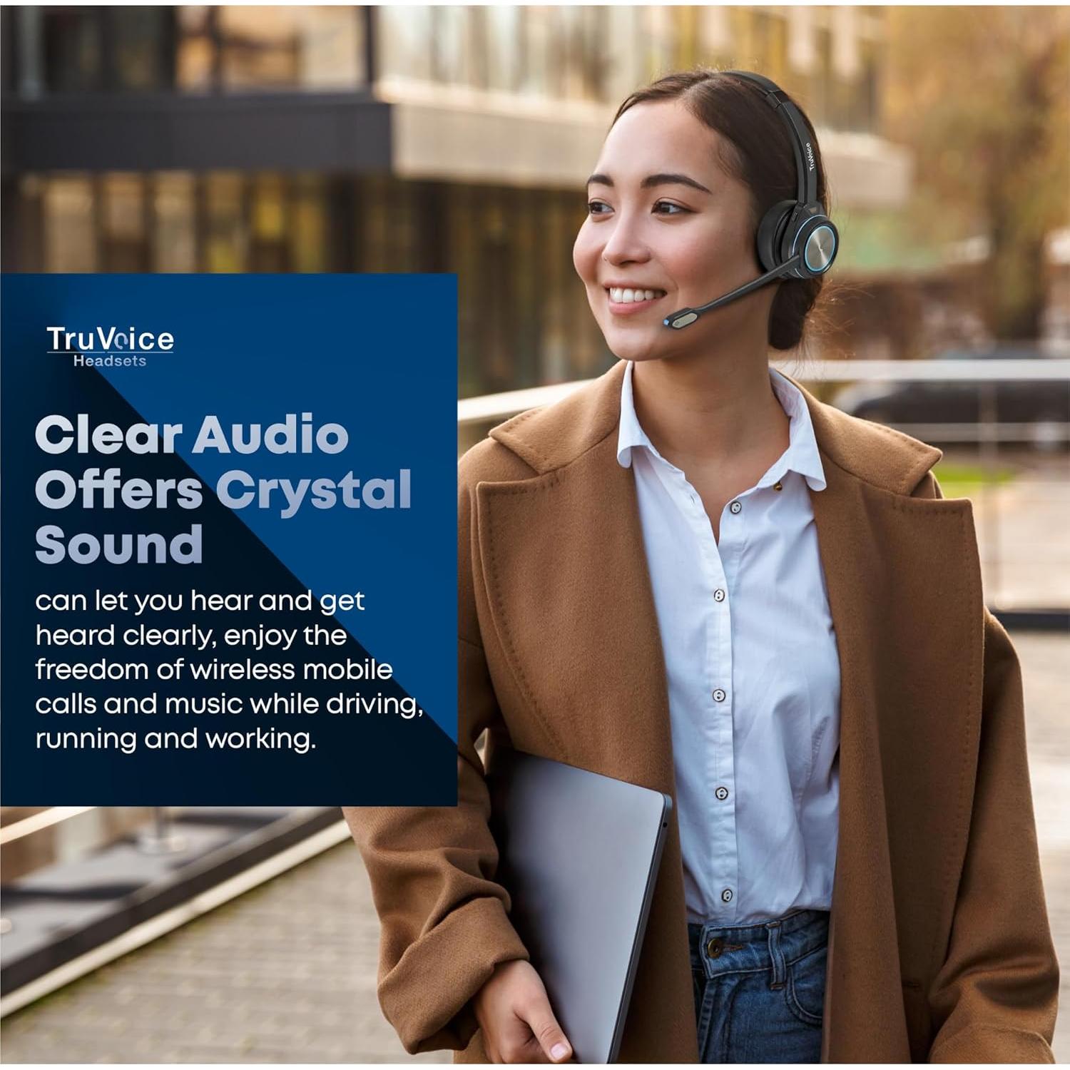 Auriculares Inalámbricos TruVoice BT55 con Micrófono y Cancelación de Ruido