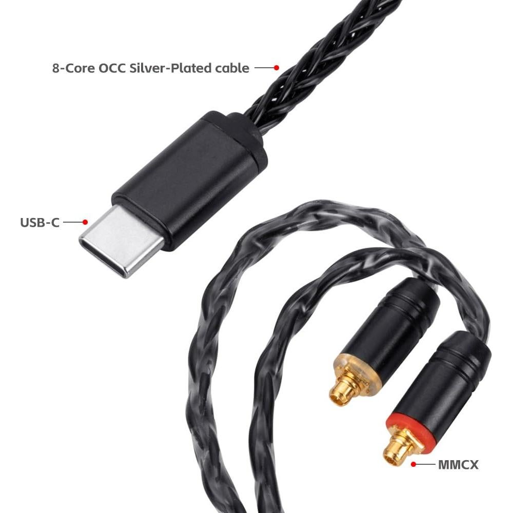 Cable de Auriculares USB-C a Dual MMCX HiFi 1.3m UNCLE LIGHT