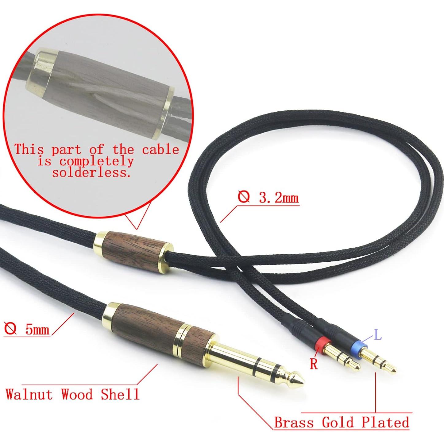 Cable de audio 2m 6N OCC con plata para Hifiman 3.5mm