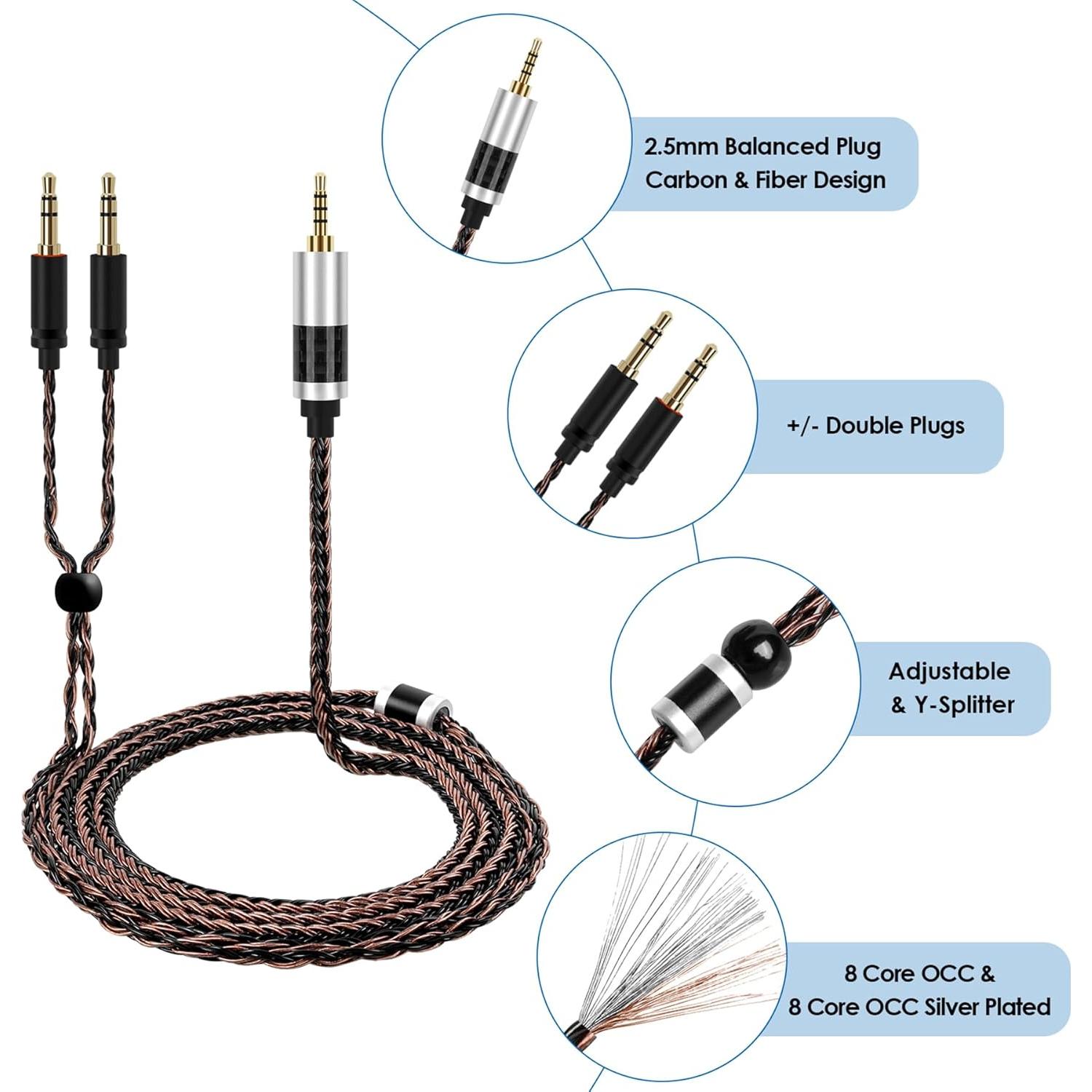 Cable balanceado 2.5mm ANLINKSHINE para Hifiman y Denon - 1.22m