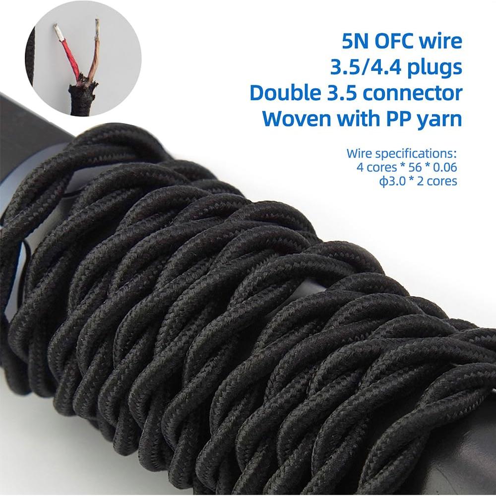 Cable de auriculares FAAEAL 1.9m 3.5mm/4.4mm para Hifiman