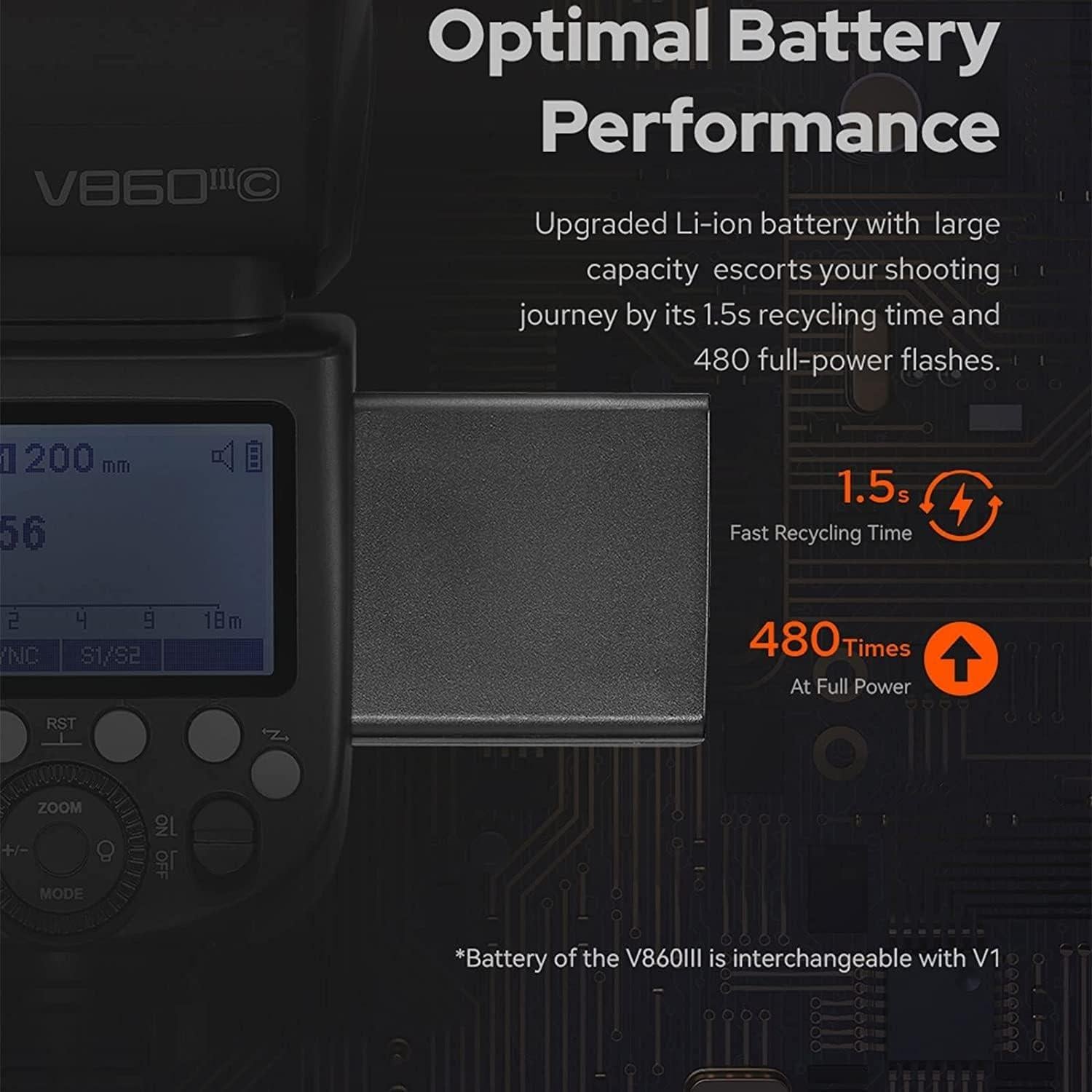 Flash Godox V860III-C para Cámara Canon 480 Flashes 1.5s