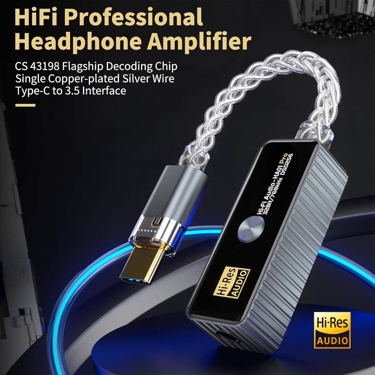 Amplificador de Auriculares Daakro HA01 Pro USB-C 32bit/768KHz