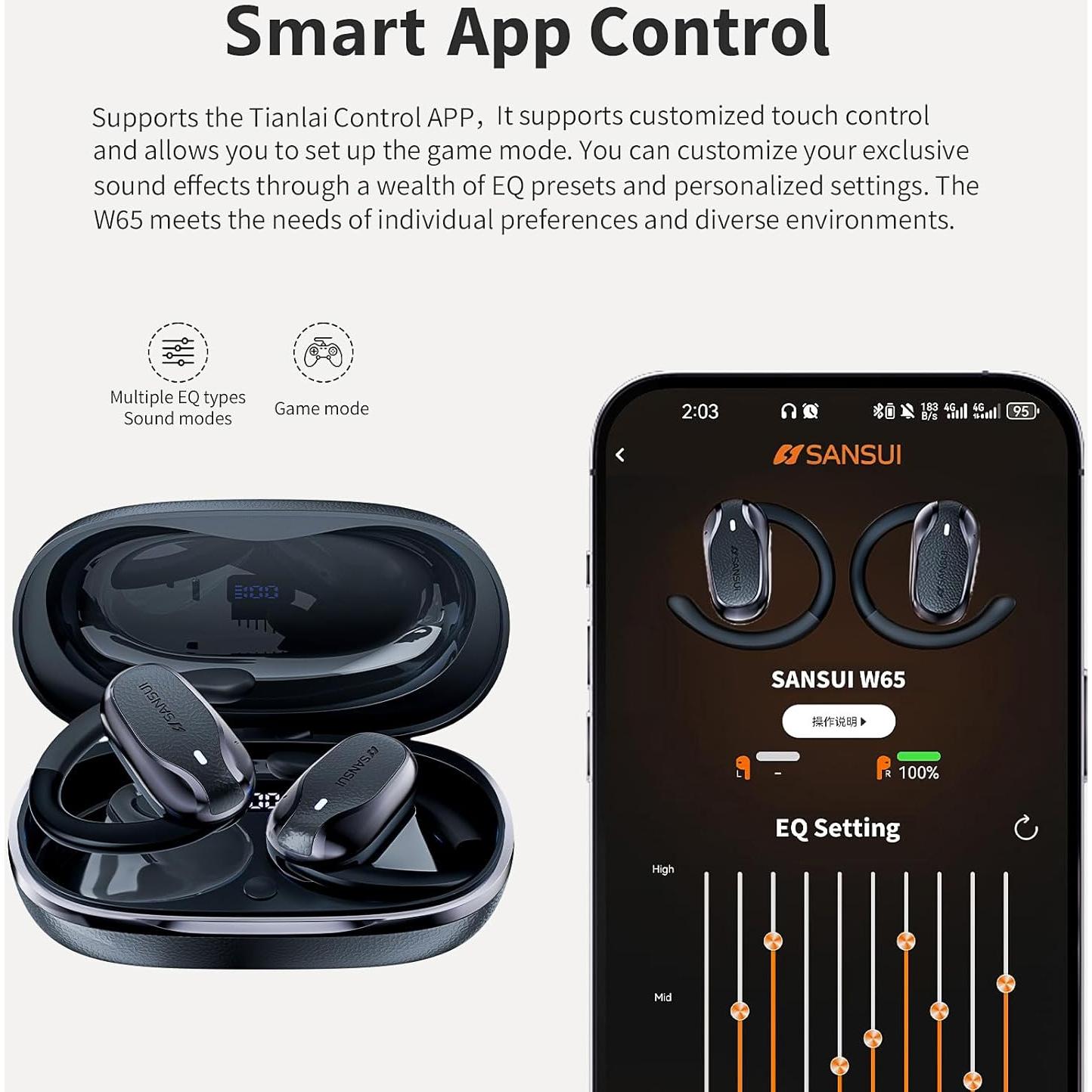 Auriculares inalámbricos SANSUI W65 Bluetooth 5.4 IPX4 30H