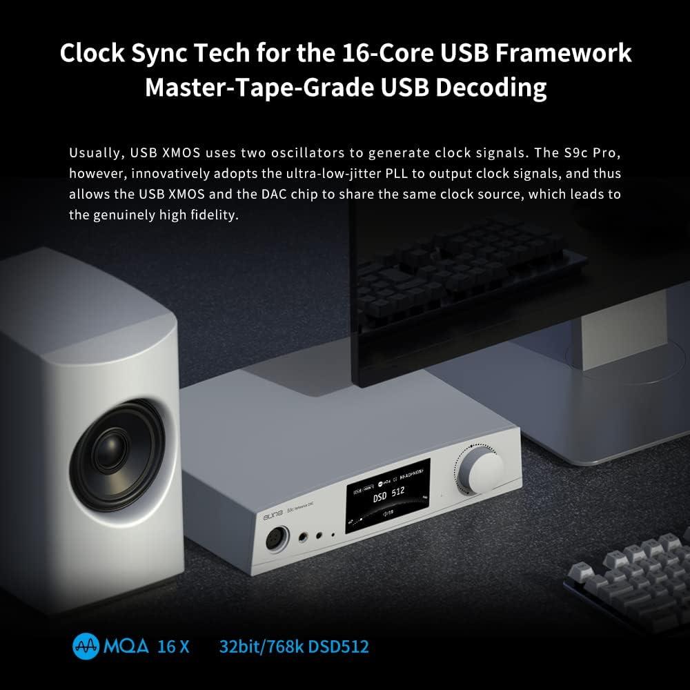 DAC Amplificador de Auriculares Aune S9c Pro 32bit 768kHz Plata