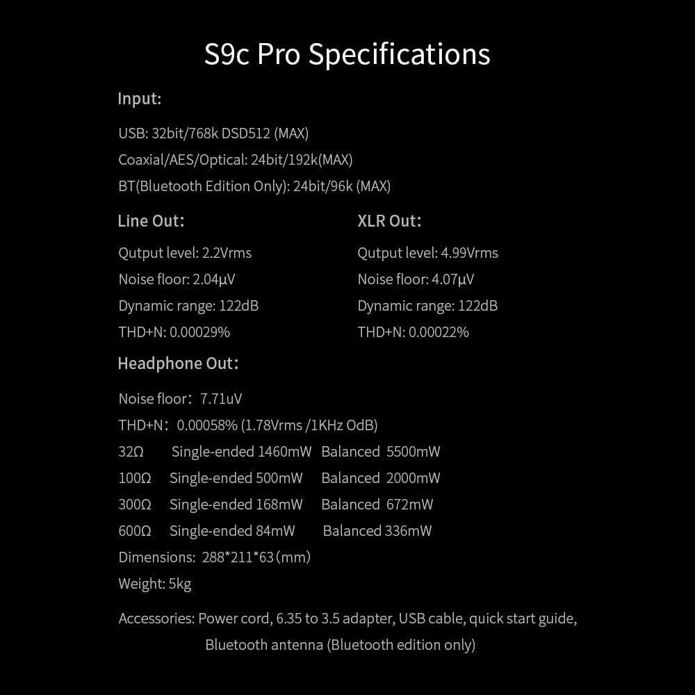 DAC Amplificador de Auriculares Aune S9c Pro 32bit 768kHz Plata