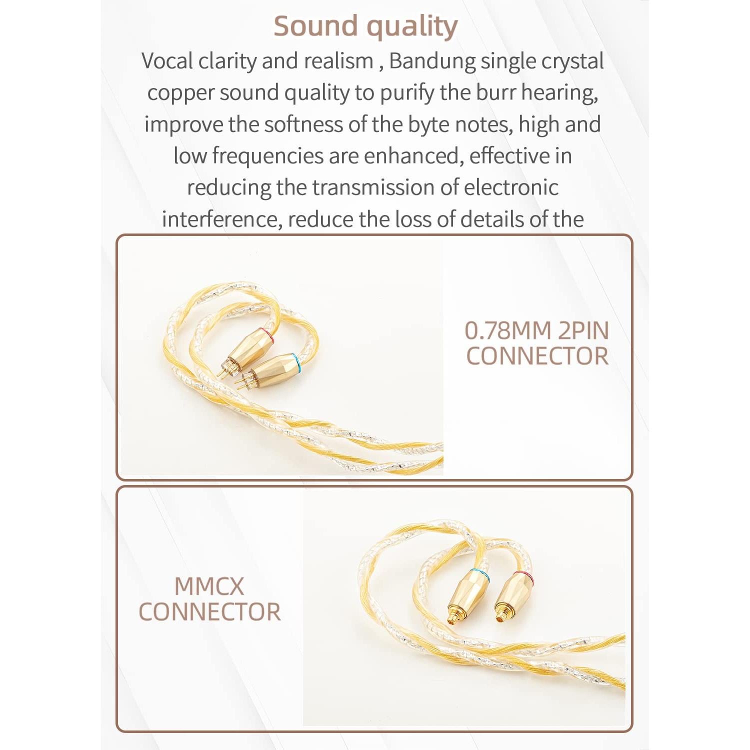 Cable Estéreo SYRNARN SN125K 3.5mm MMCX Cobre Plata Alta Calidad