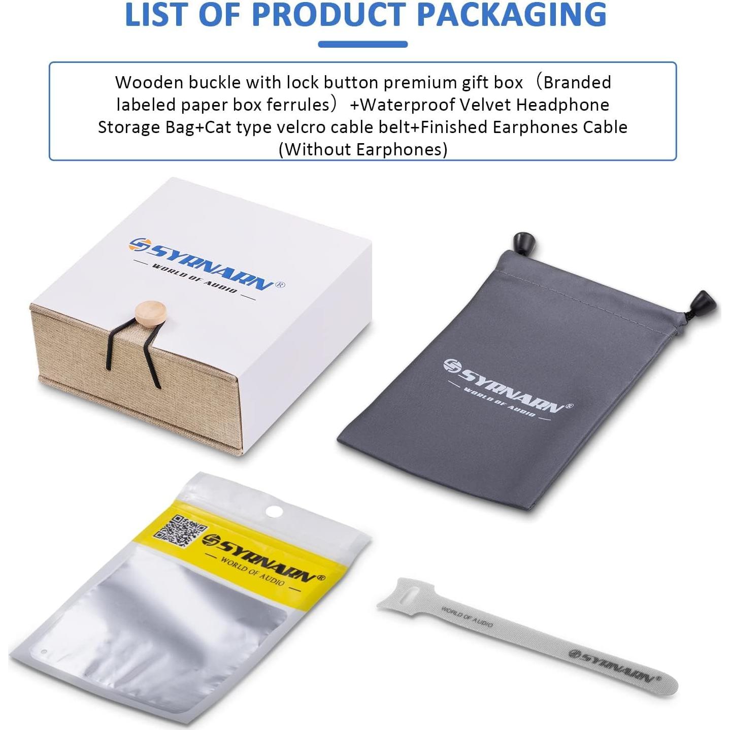 Cable Estéreo SYRNARN SN125K 3.5mm MMCX Cobre Plata Alta Calidad