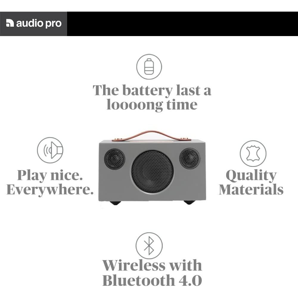 Altavoz Inalámbrico Audio Pro Addon T3+ - Portátil, Bluetooth, Gris
