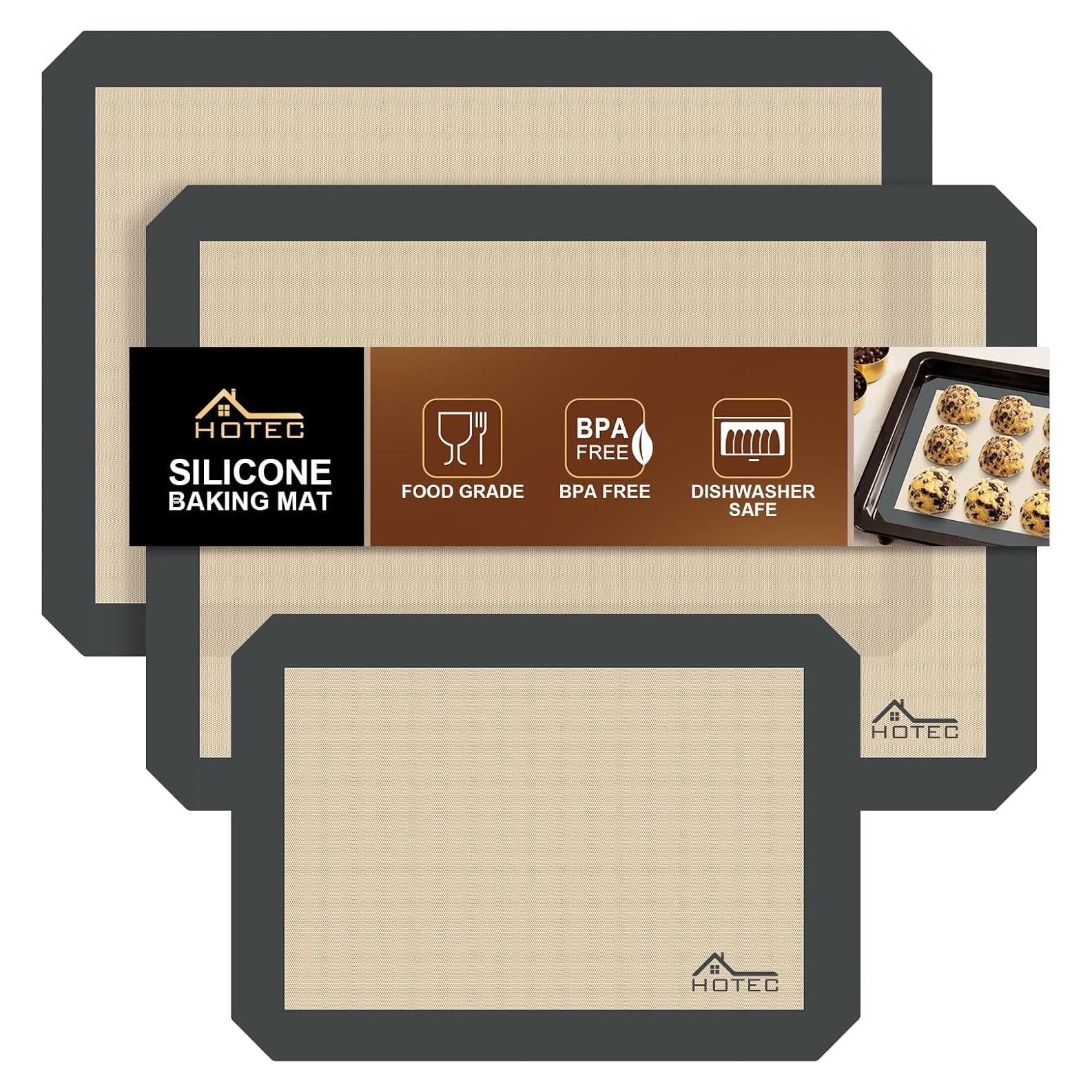 Mats de Silicona para Hornear HOTEC 3 Pack - Antiadherentes y Reutilizables
