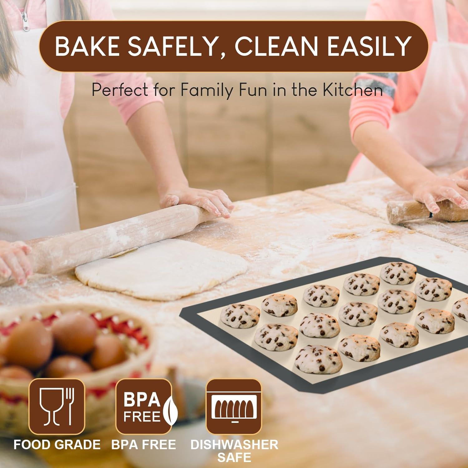 Mats de Silicona para Hornear HOTEC 3 Pack - Antiadherentes y Reutilizables