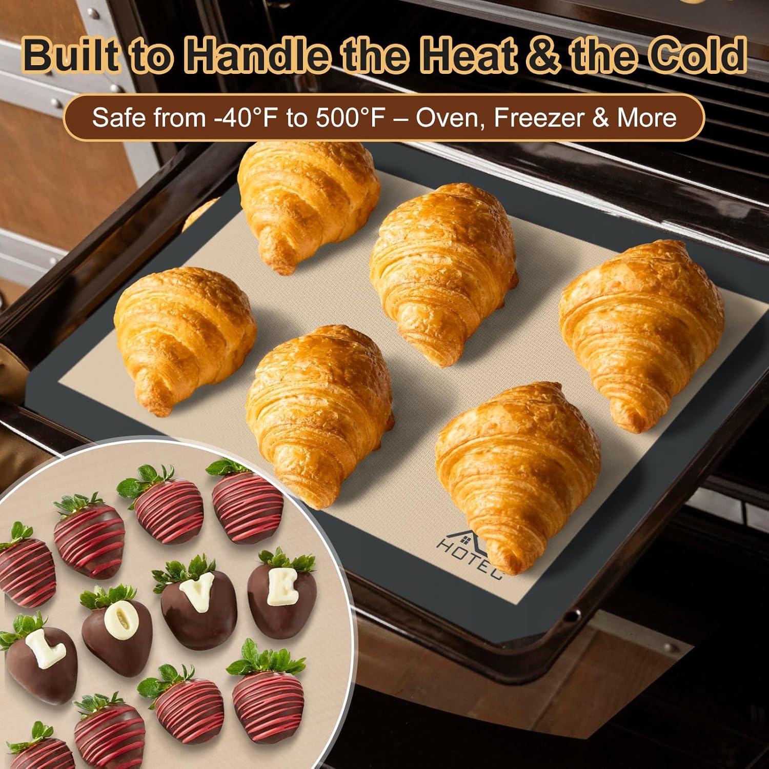 Mats de Silicona para Hornear HOTEC 3 Pack - Antiadherentes y Reutilizables