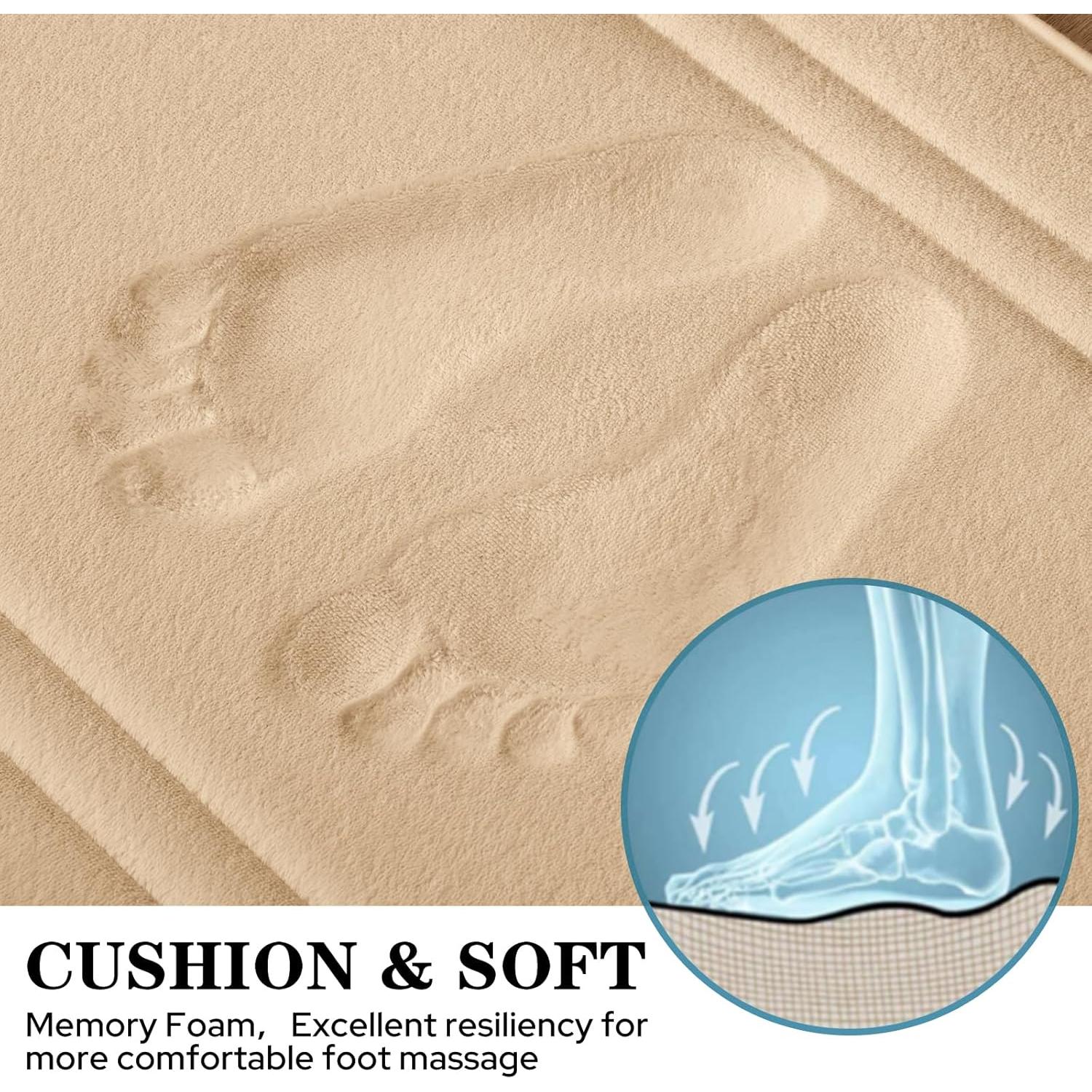 Alfombra de Baño BYSURE 3 Piezas Beige Antideslizante