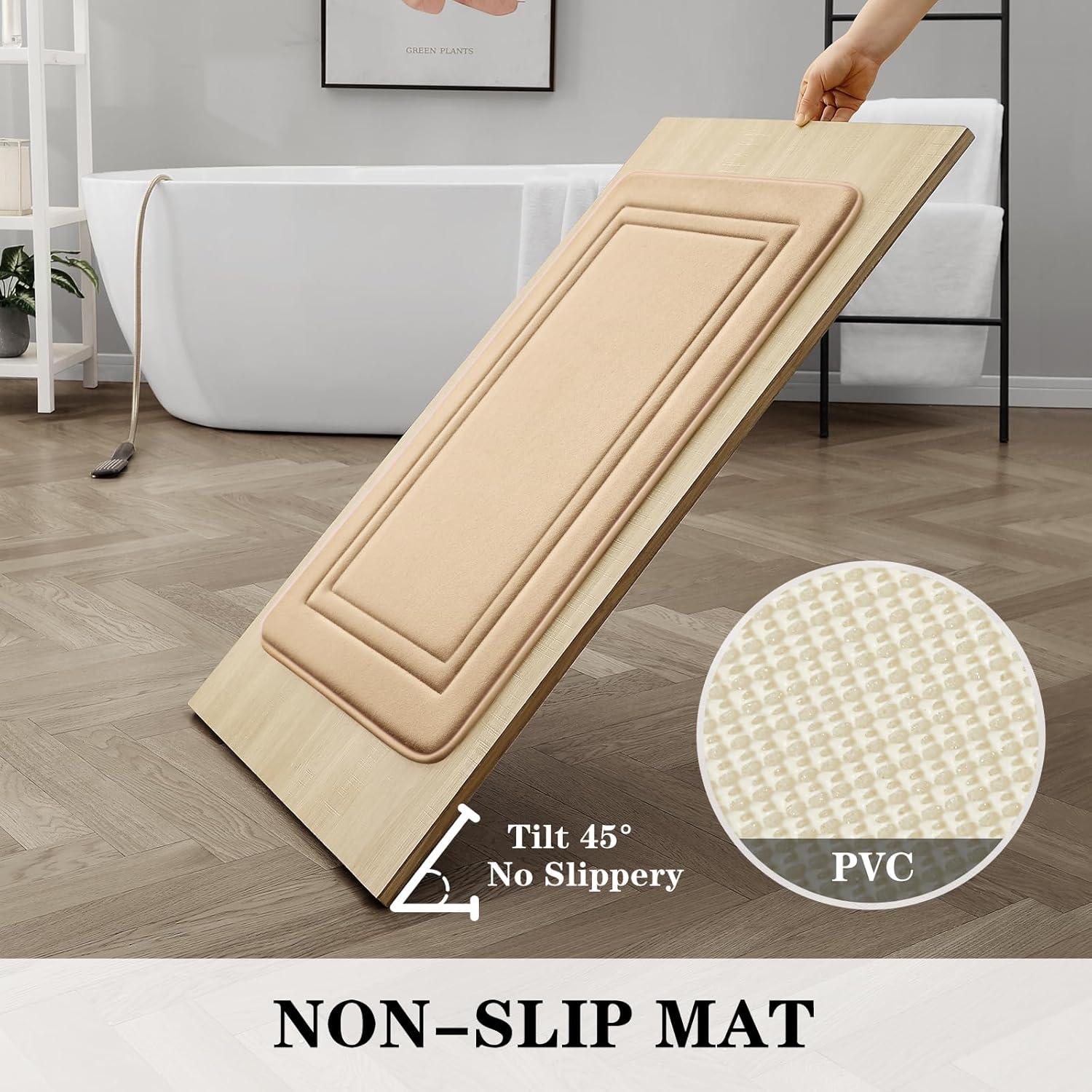 Alfombra de Baño BYSURE 3 Piezas Beige Antideslizante
