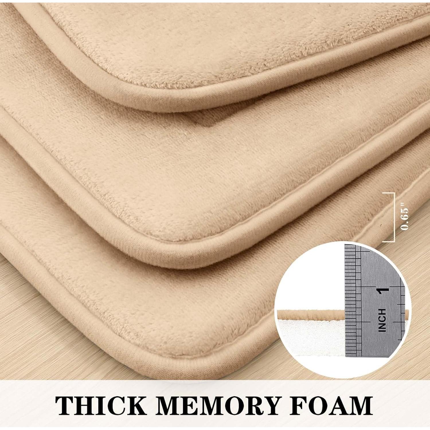 Alfombra de Baño BYSURE 3 Piezas Beige Antideslizante