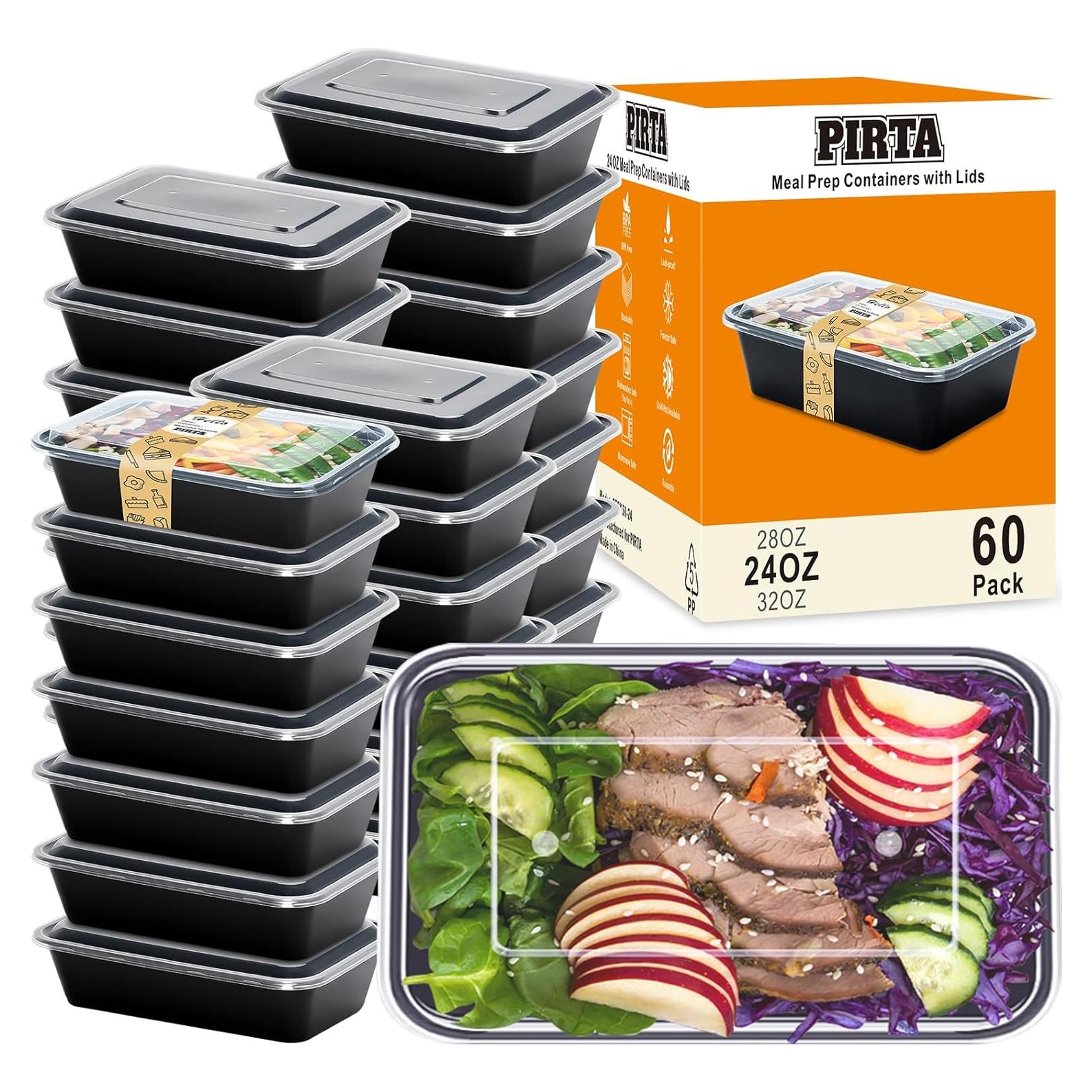 Contenedores de Comida Reutilizables PIRTA 24 oz - 60 Pcs