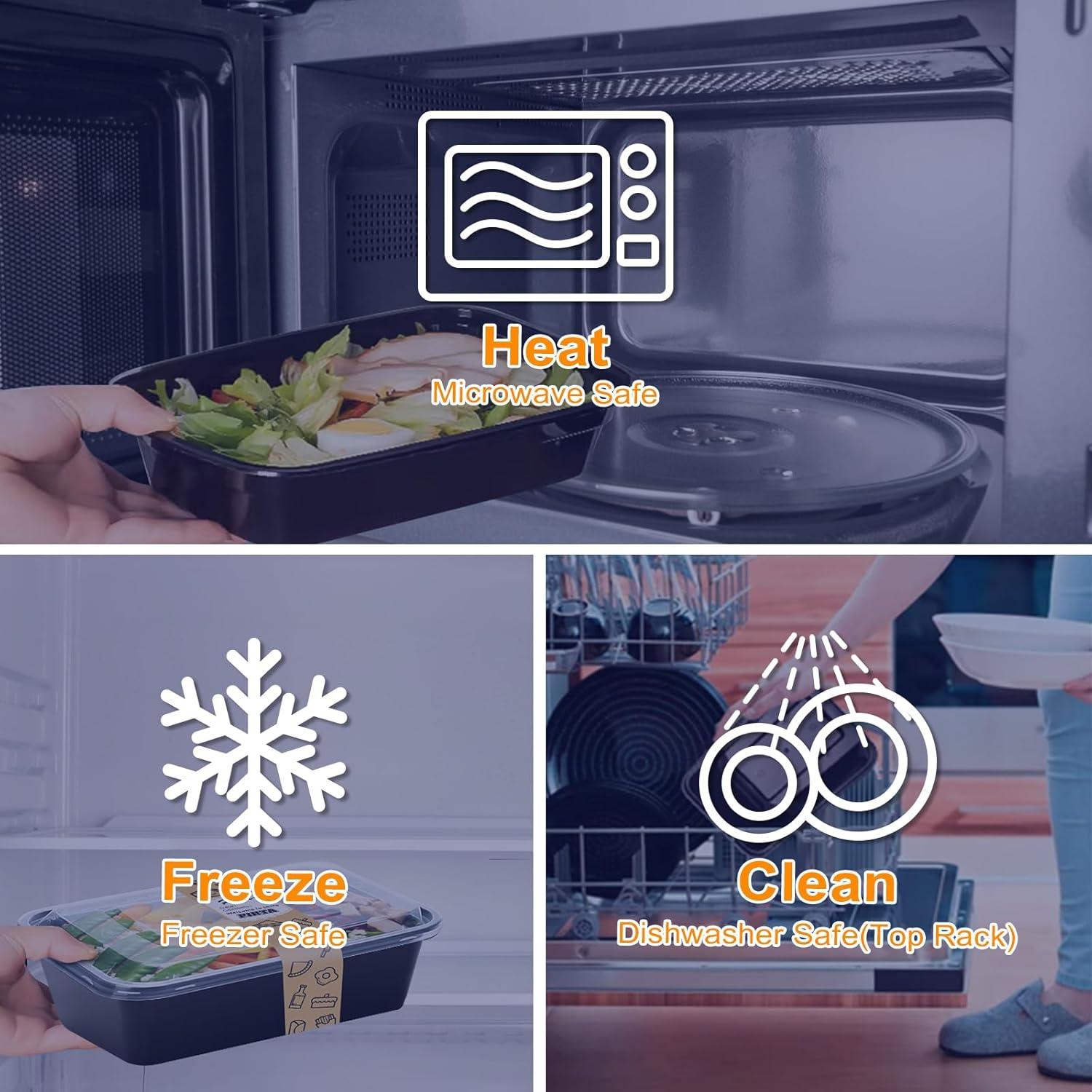 Contenedores de Comida Reutilizables PIRTA 24 oz - 60 Pcs