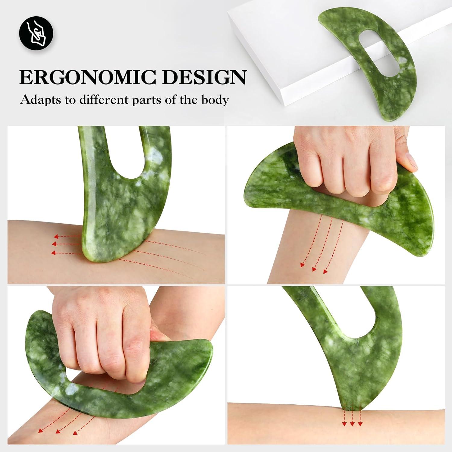 Herramienta de Masaje Gua Sha Jade Mierbai 15.7x8.6cm Anticelulitis