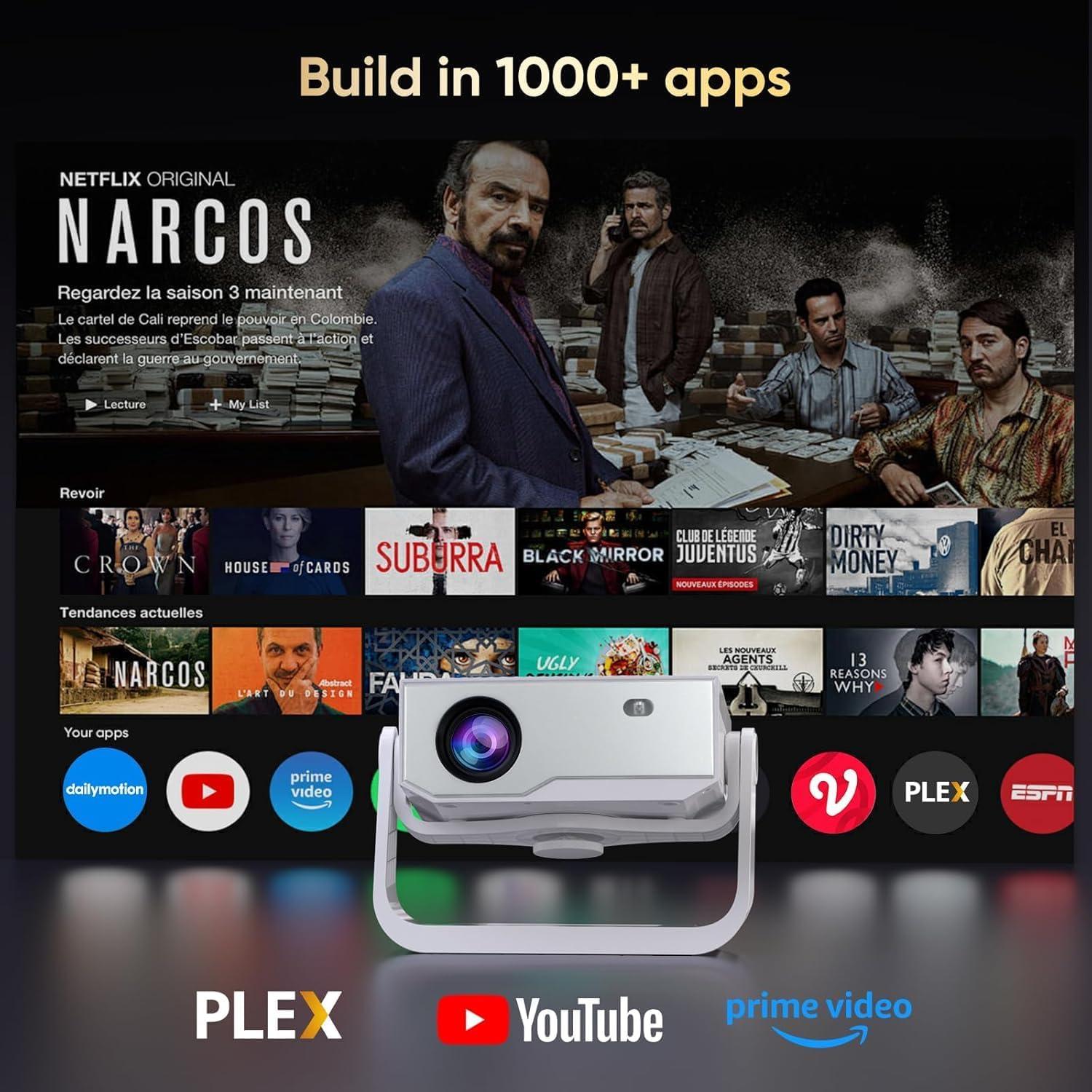 Proyector WiFi Bluetooth Wielio 1080P 650 ANSI 20000 Lúmenes