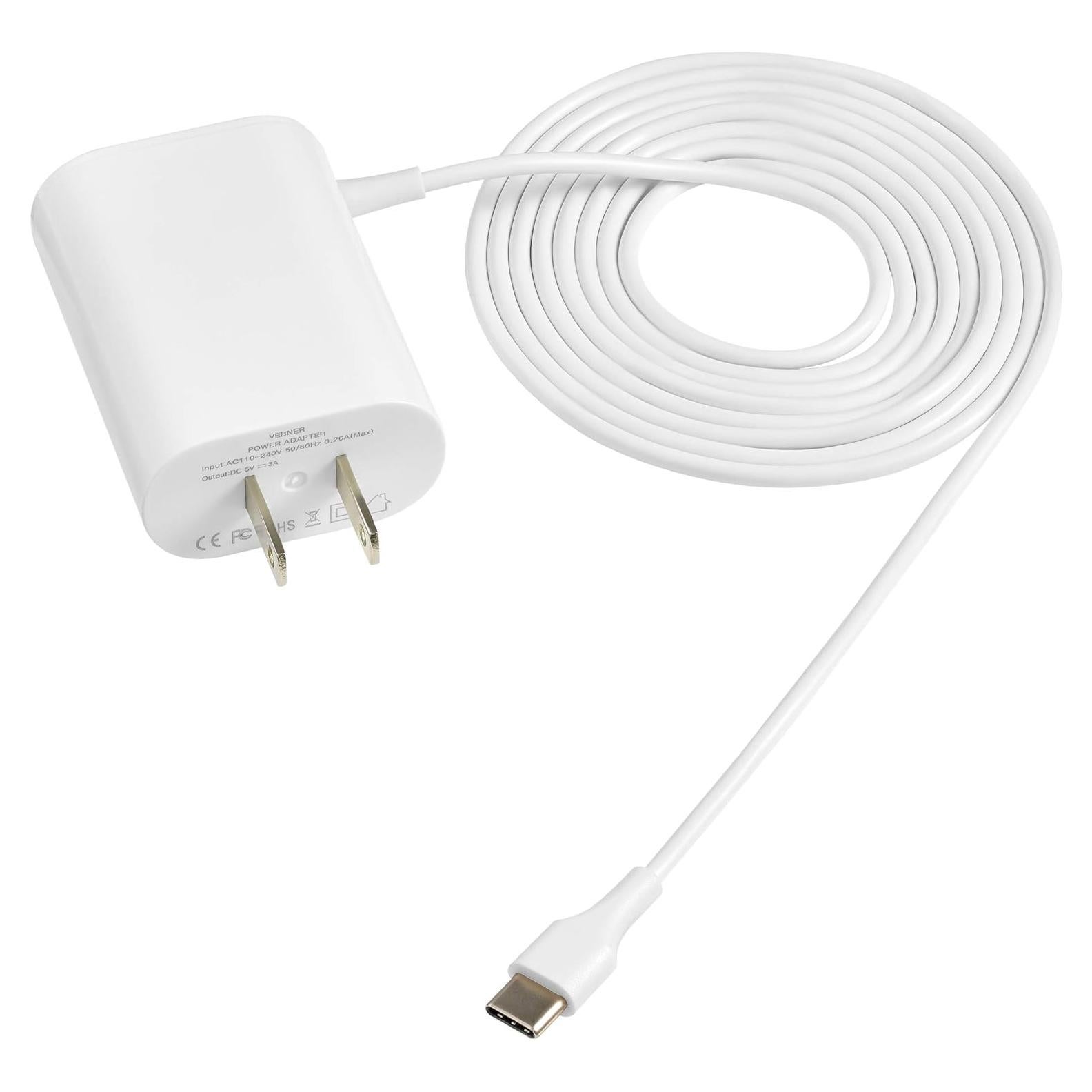 Adaptador de Poder USB-C 1.83m Vebner Compatible Google WiFi