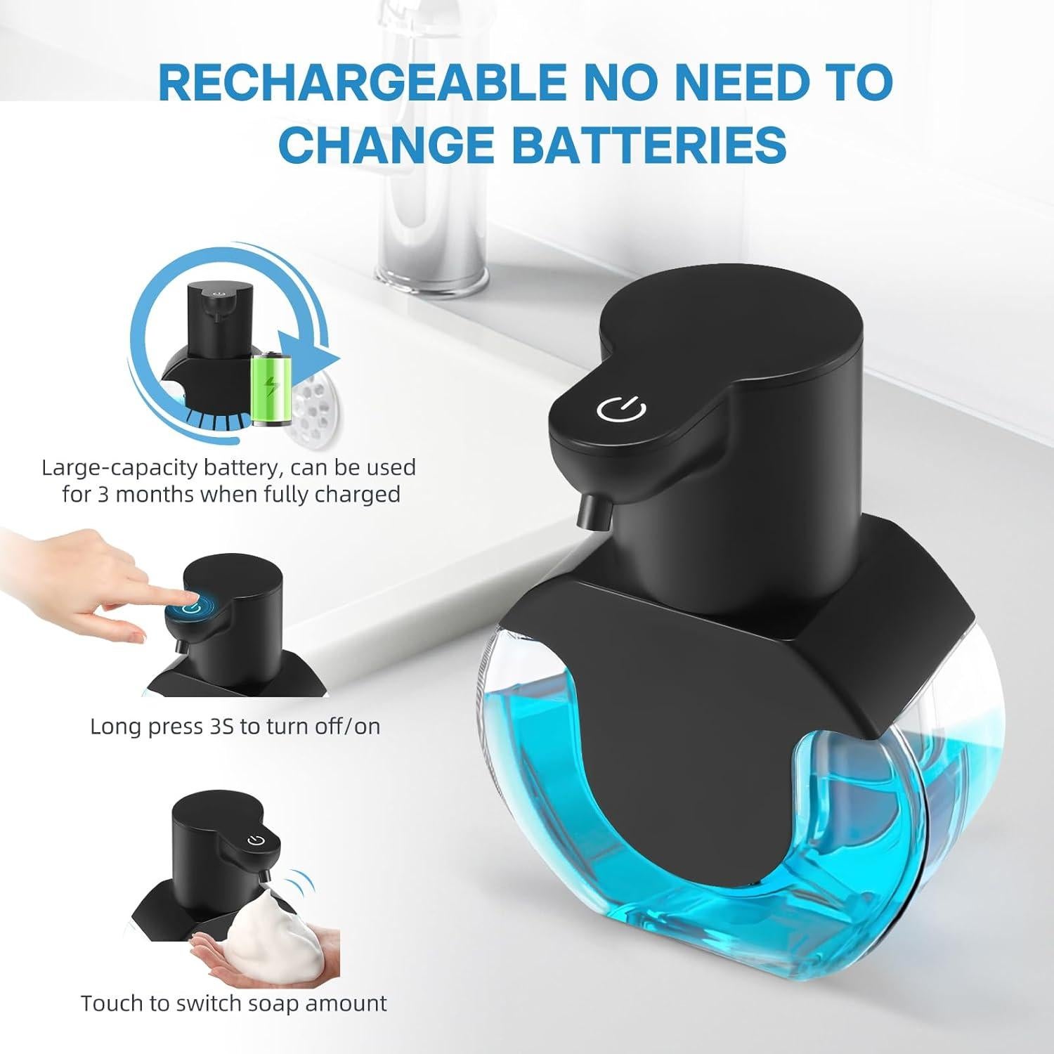 Paquete de 2 dispensadores automáticos de jabón VZZNN 420ml