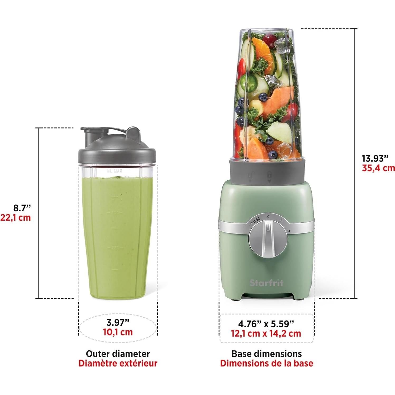 Batidora Personal Starfrit 300W - 2 Tazas 828ml - Salvia