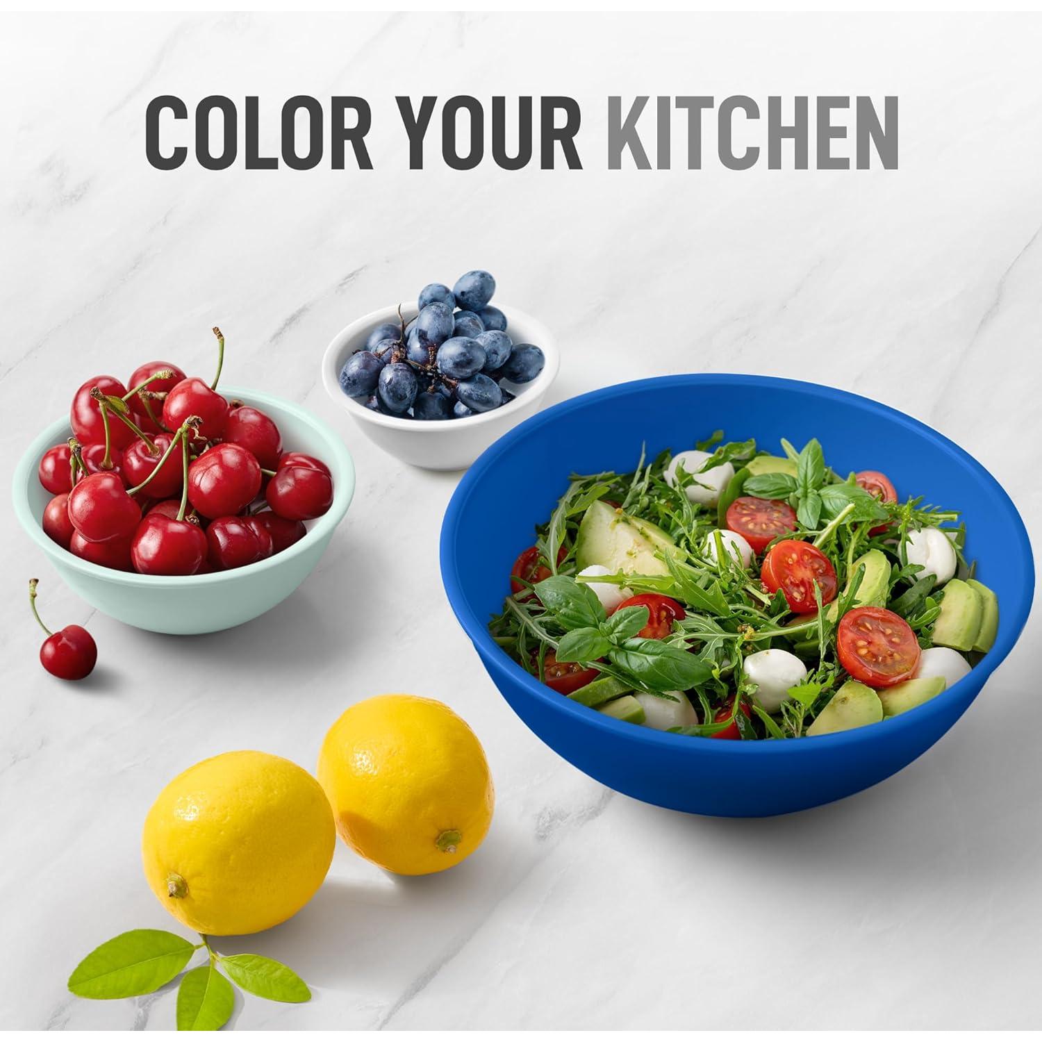 Zulay Kitchen 12 Piece Plastic Mixing Bowls with Leak-Proof Lids Set - Microwave and Freezer Safe Kitchen Mixing Bowls for Preparing, Serving and Storing - Large Nesting Bowls (Blue Ombre)