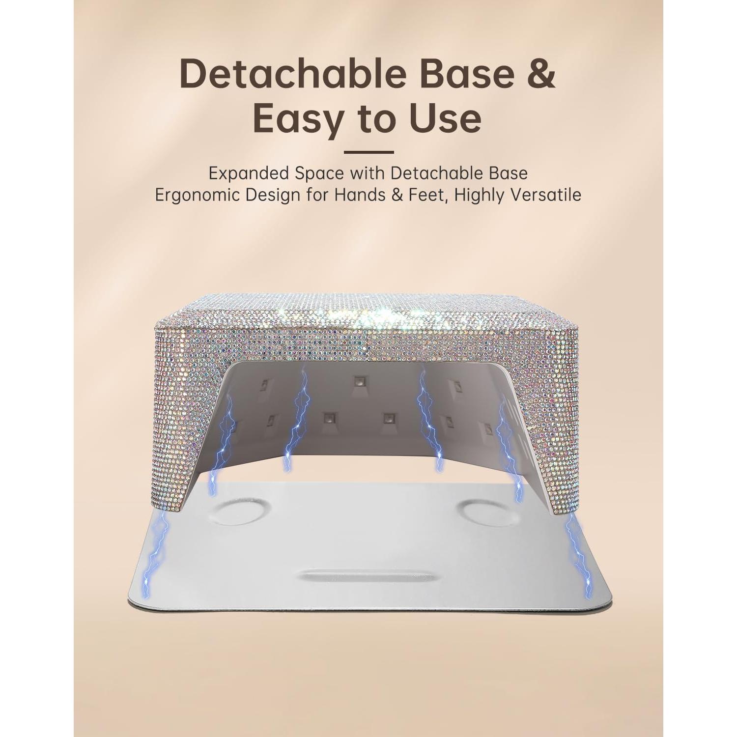 UV Nail Lamp, Rechargeable LED Nail Lamp Sparkly Gel Polish Light 4 Timer Setting Professional Quick Dry Curing Lamp with Display Auto Sensor for Salon & Home