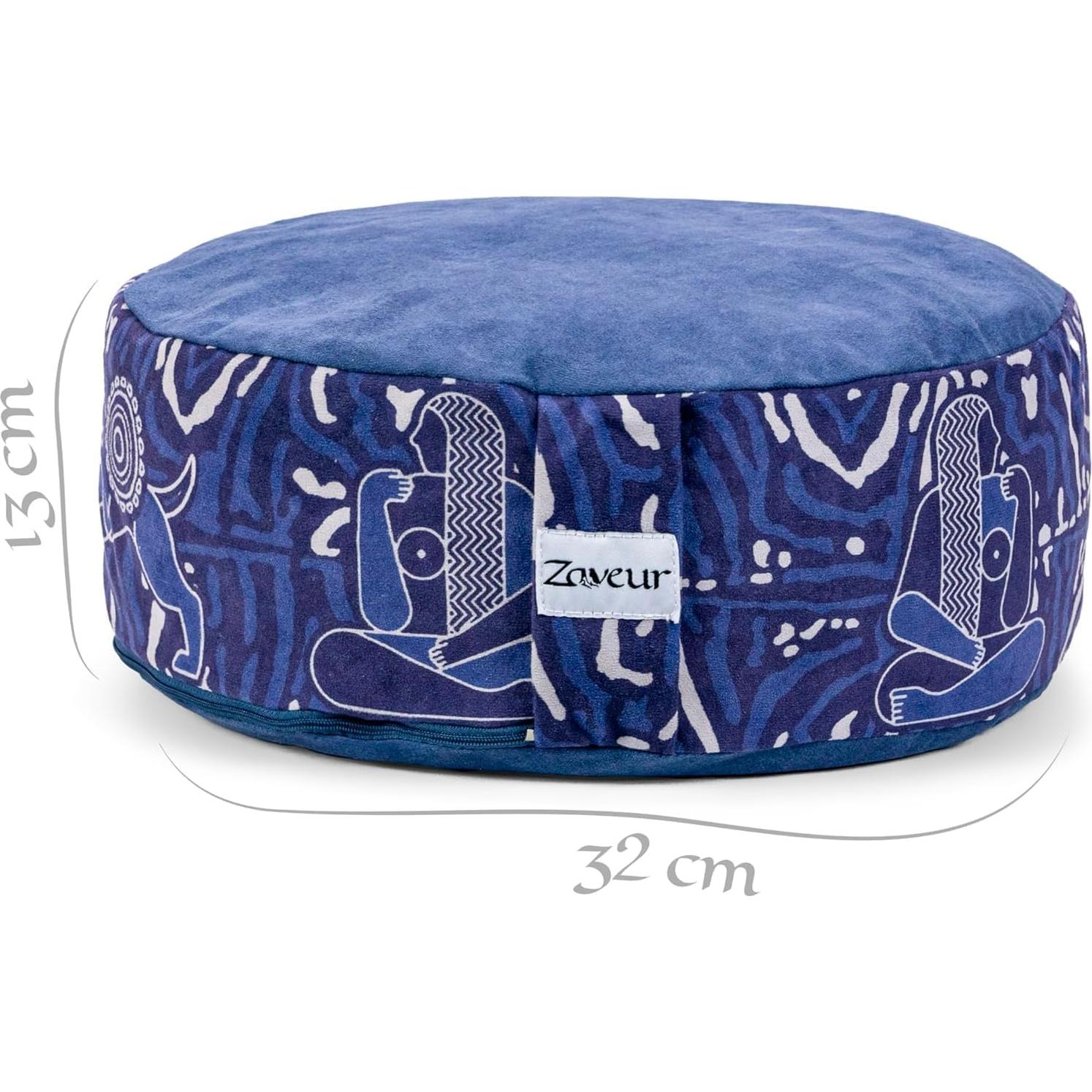 Cojín de Meditación Zaveur Zafu Redondo 45.72 cm Algodón Azul
