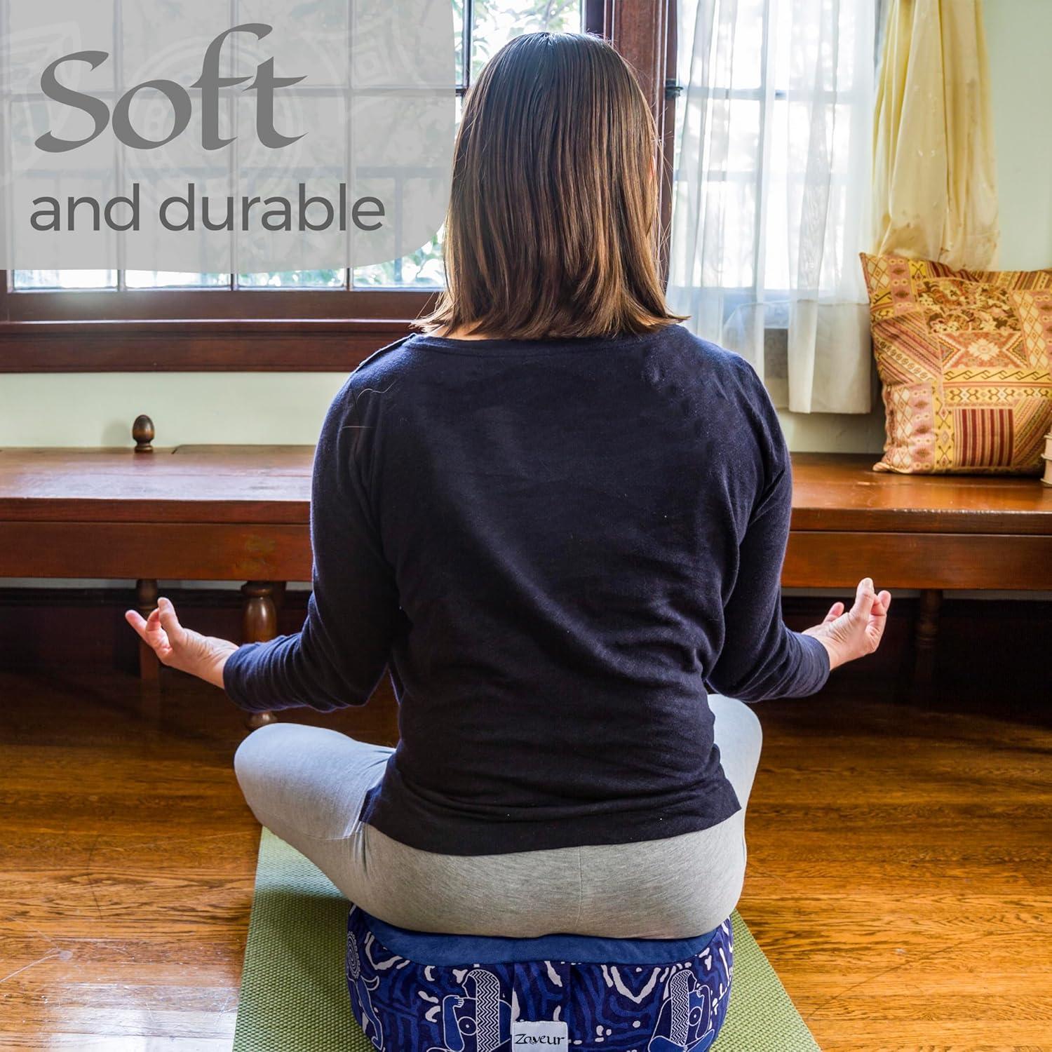 Cojín de Meditación Zaveur Zafu Redondo 45.72 cm Algodón Azul