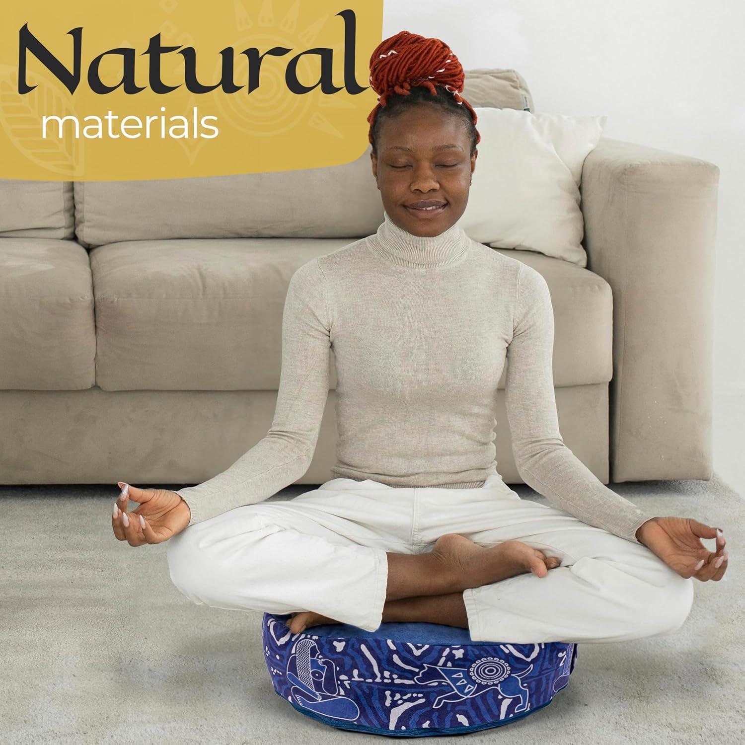 Cojín de Meditación Zaveur Zafu Redondo 45.72 cm Algodón Azul