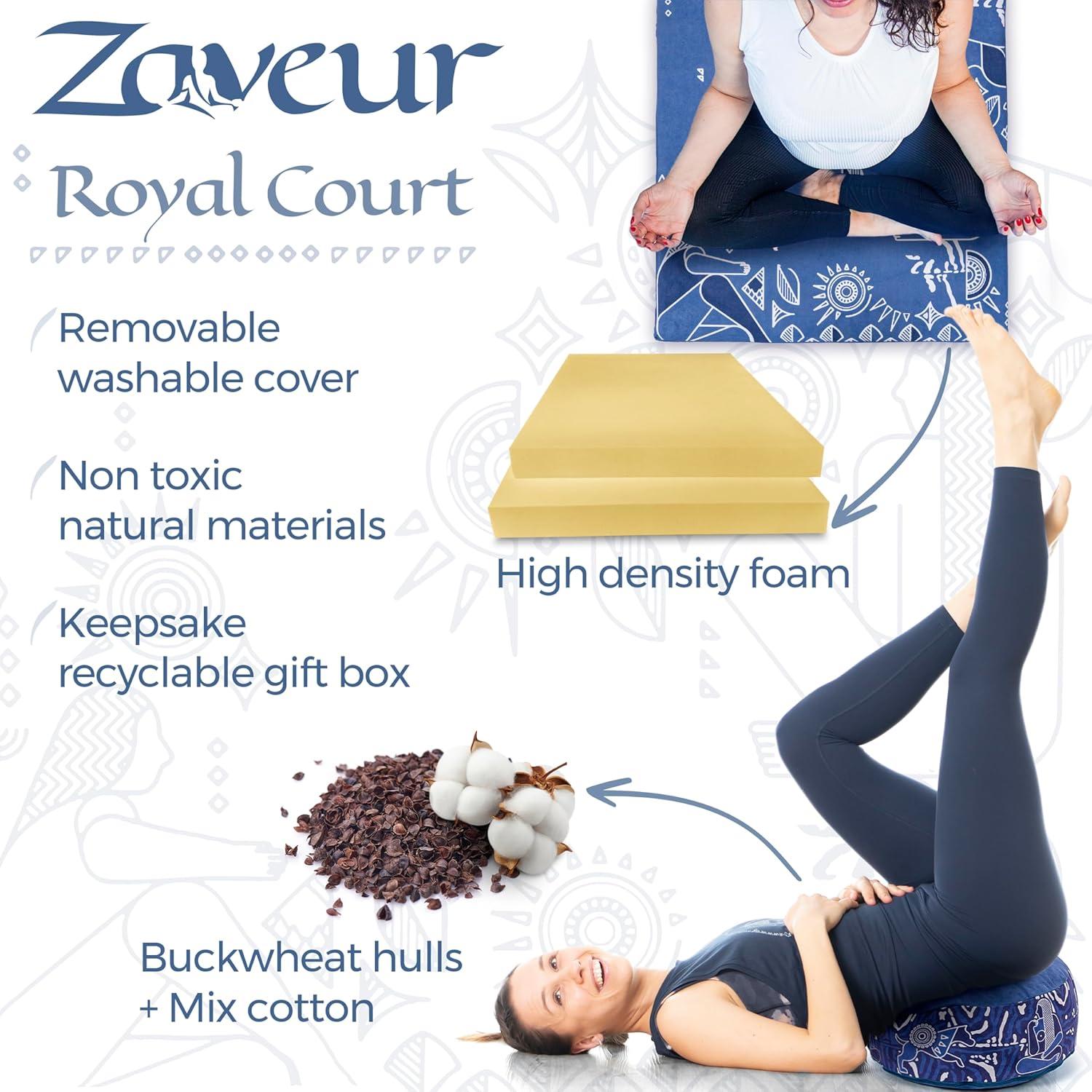 Cojín de Meditación Zaveur Zafu Redondo 45.72 cm Algodón Azul