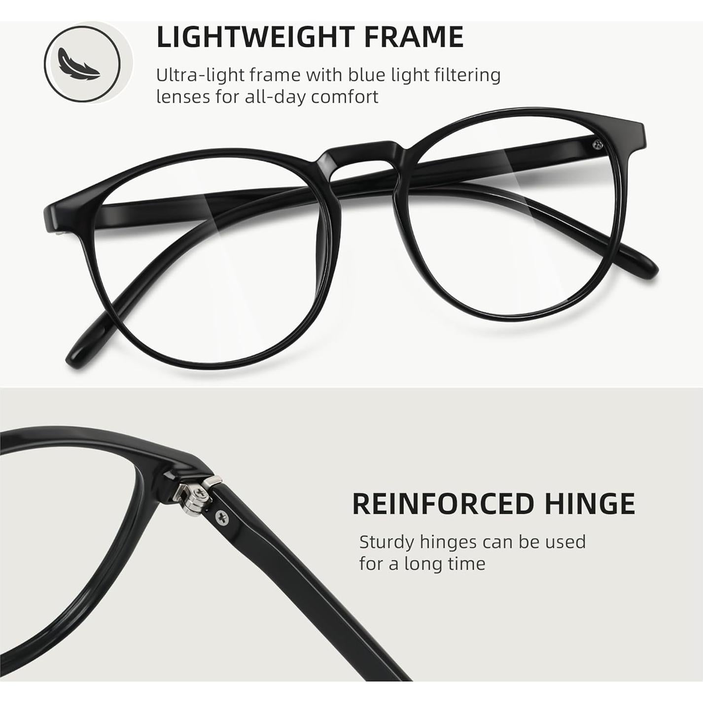 Gafas de Luz Azul KUNCHU UV400 para Adultos - Retro y Ligeras