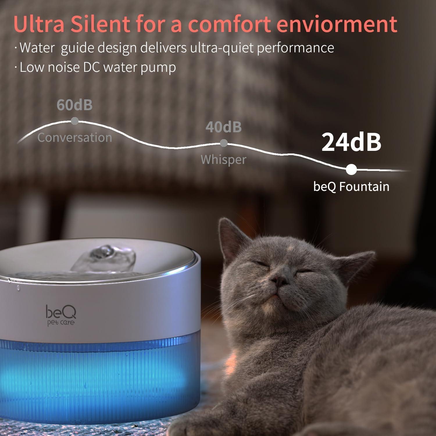 Fuente de Agua Automática para Gatos beQ 2.5L Acero Inoxidable
