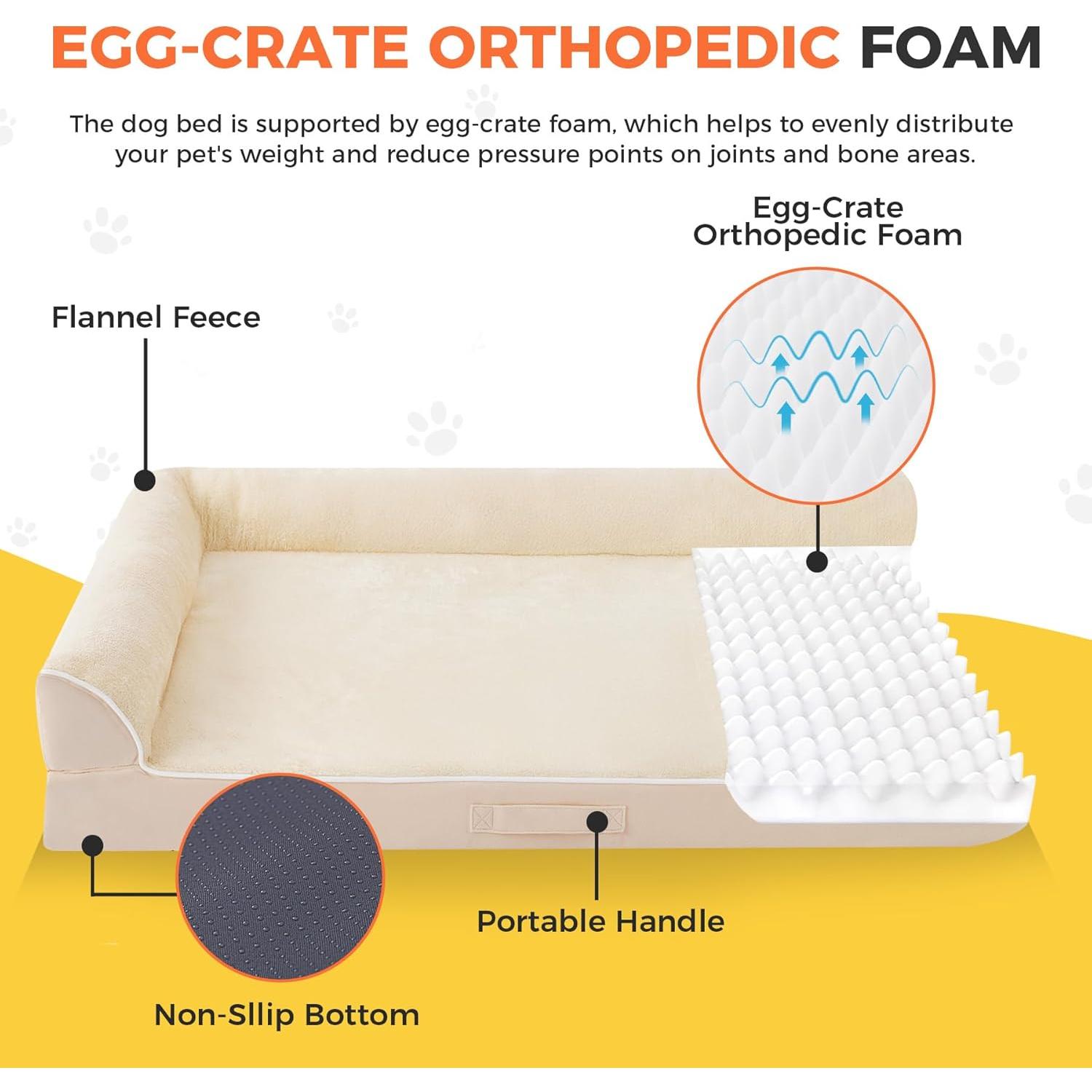 Cama Ortopédica para Perros Grandes Aeroluxe Beige 91x68cm