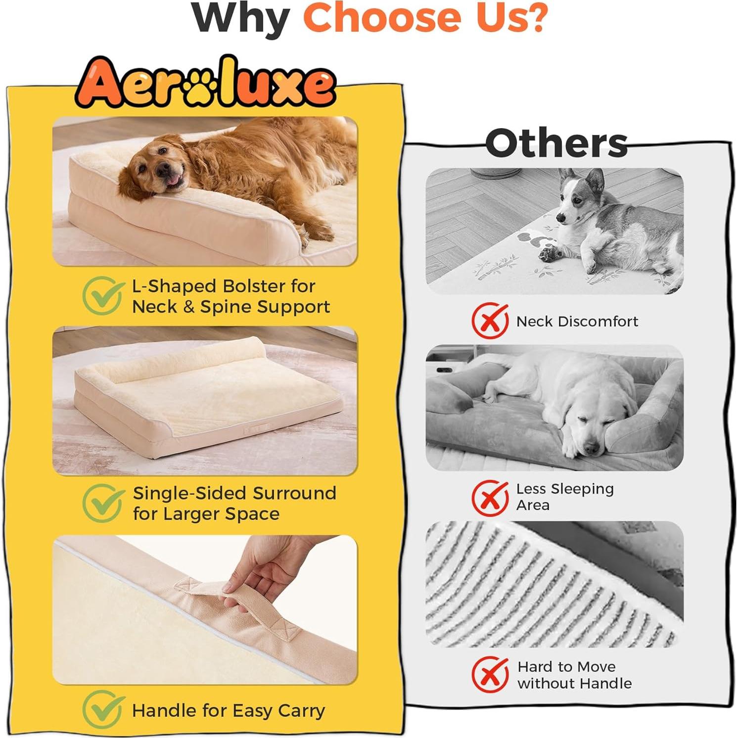 Cama Ortopédica para Perros Grandes Aeroluxe Beige 91x68cm