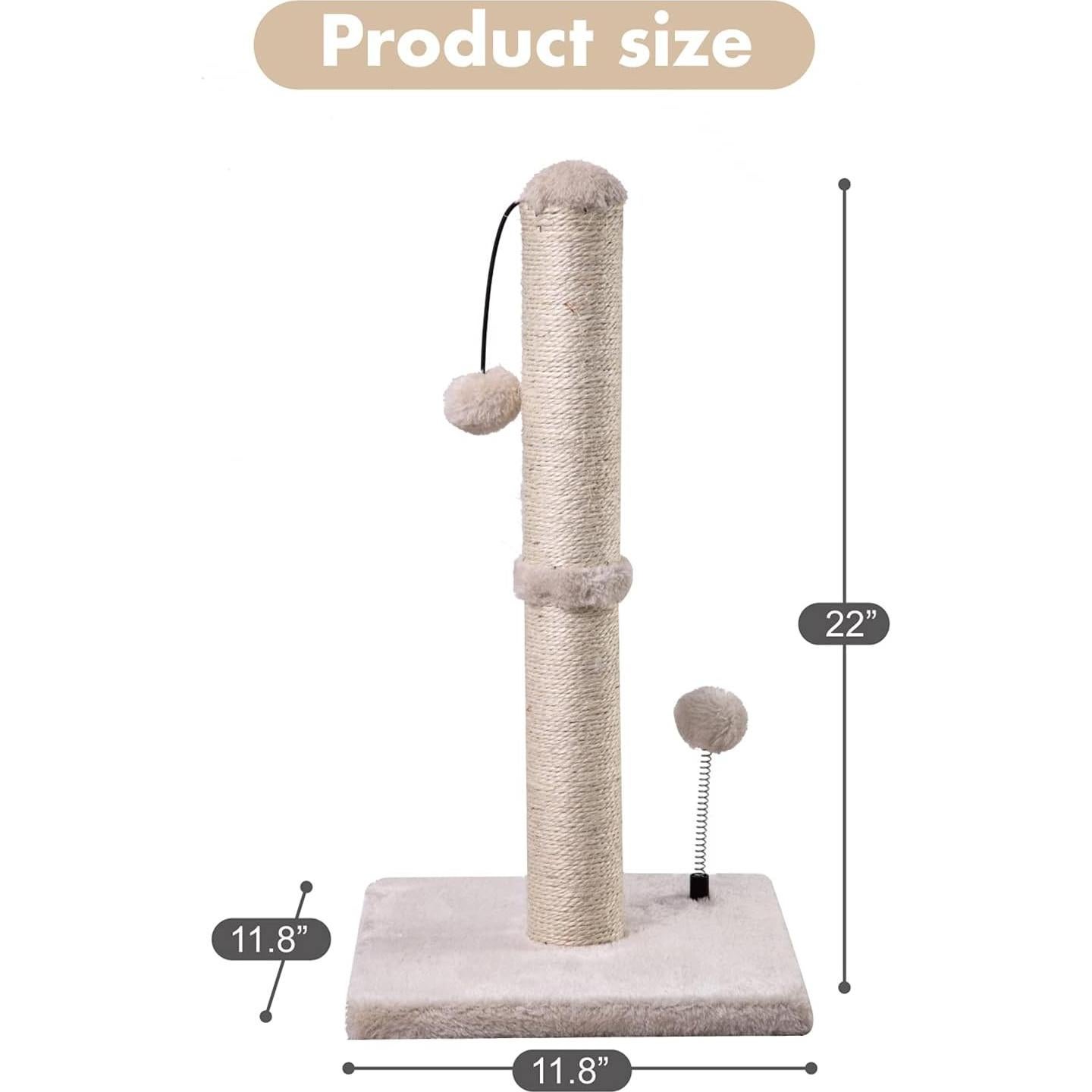Poste Rascador para Gatos MECOOL 56cm Beige con Bola Colgante