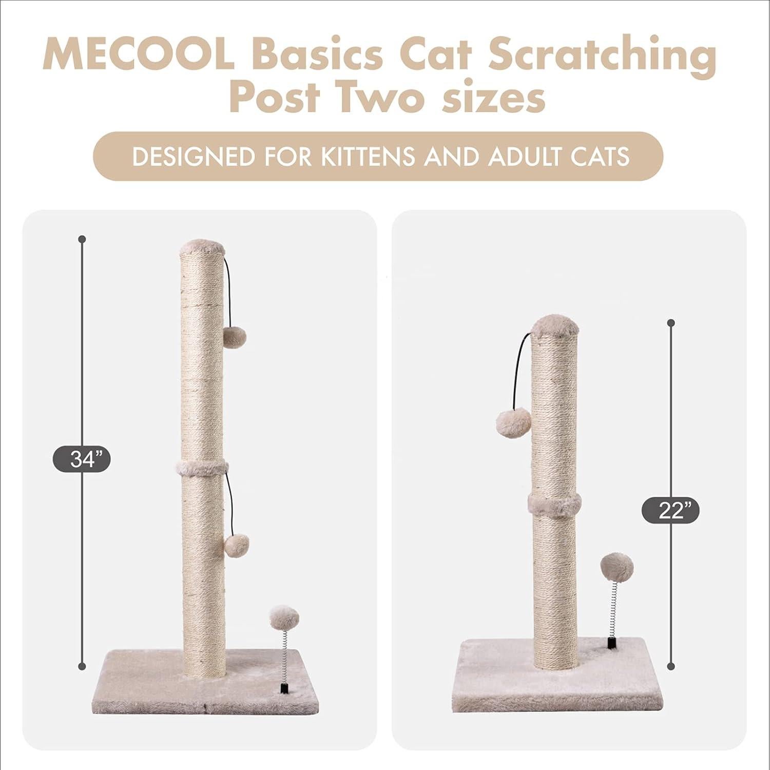 Poste Rascador para Gatos MECOOL 56cm Beige con Bola Colgante