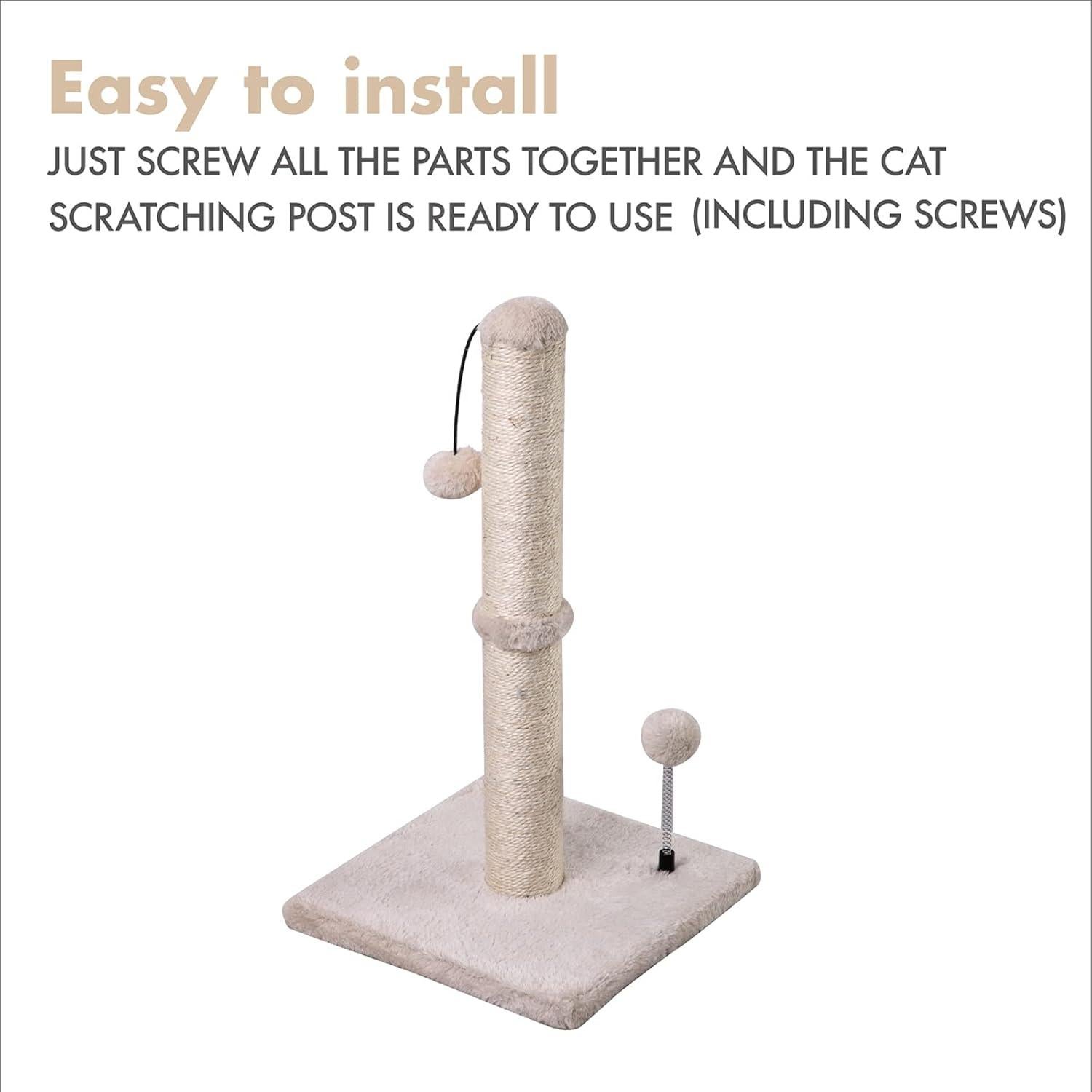 Poste Rascador para Gatos MECOOL 56cm Beige con Bola Colgante