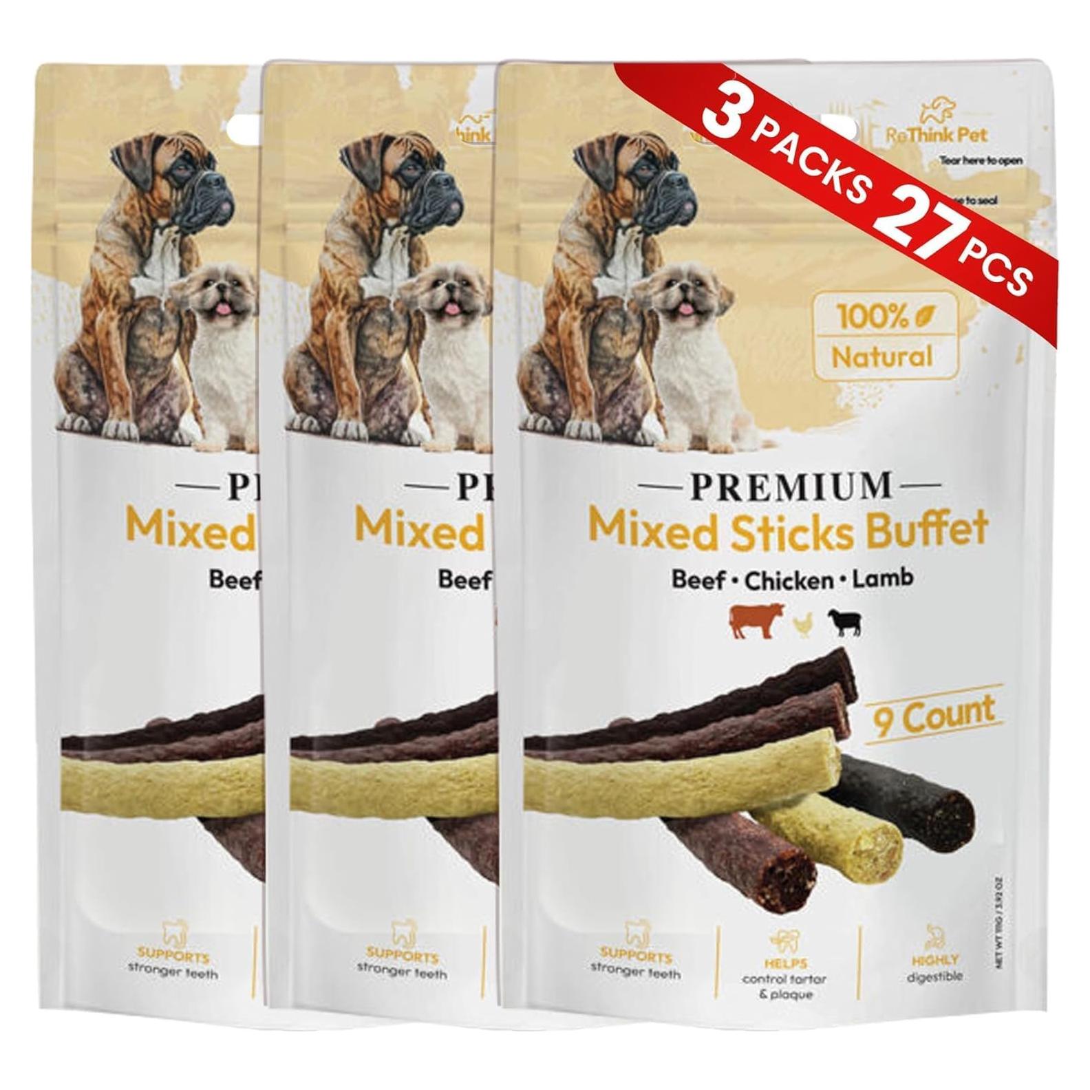 Palitos Masticables para Perros FIFO - Cordero, Pollo y Res, 27 Unidades