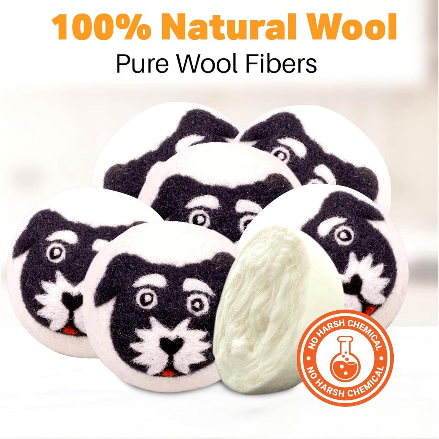 Bolas de Secado de Lana Orgánica 6 Pack Haussimple XL