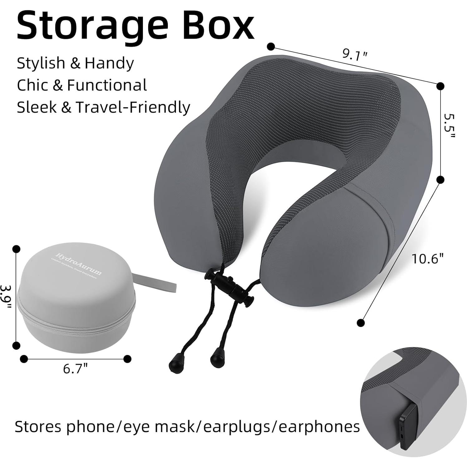 Almohada de Viaje HydroAurum Espuma de Memoria Ergonómica