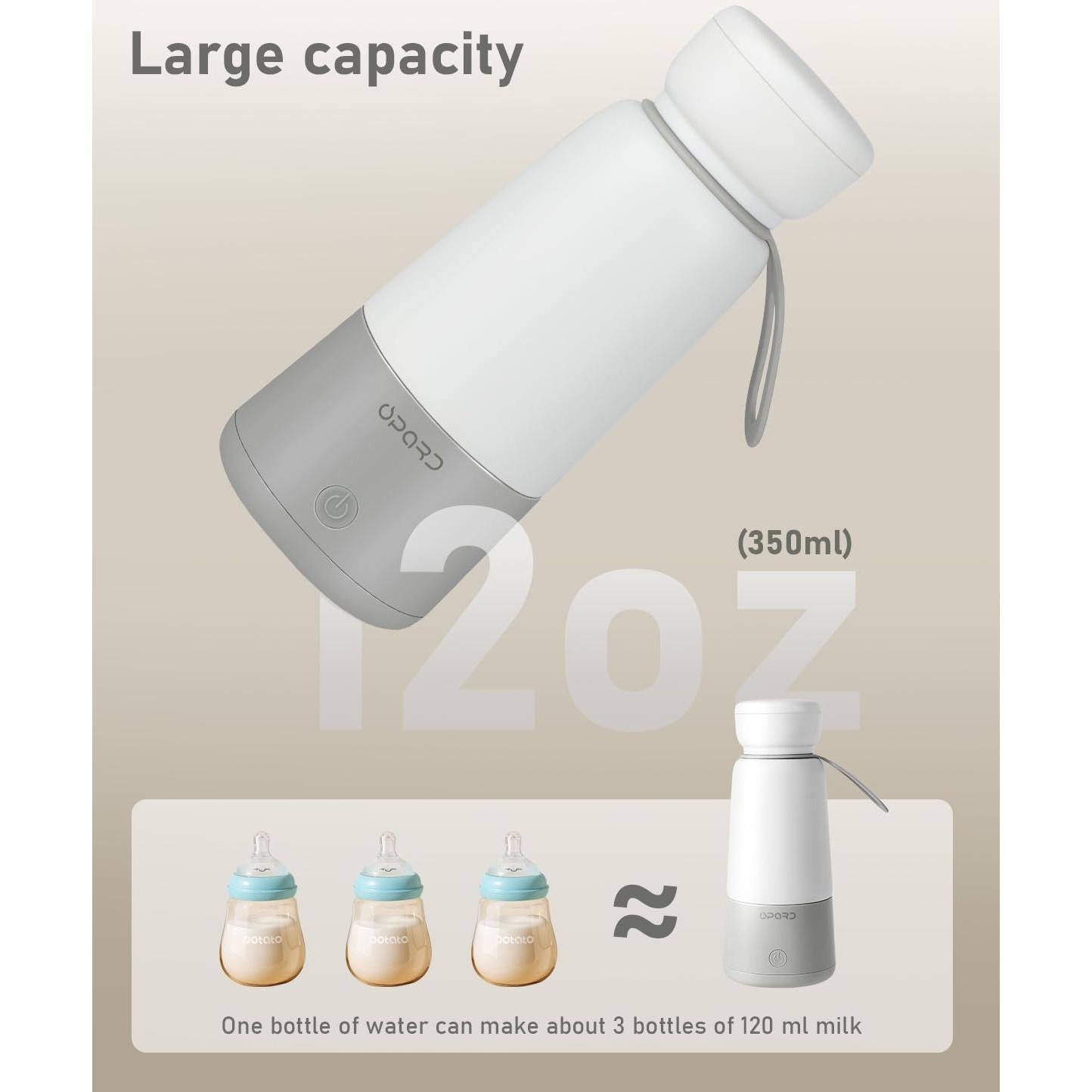 Calentador de Botellas Portátil Opard 350 ml, 4 Temperaturas Ajustables